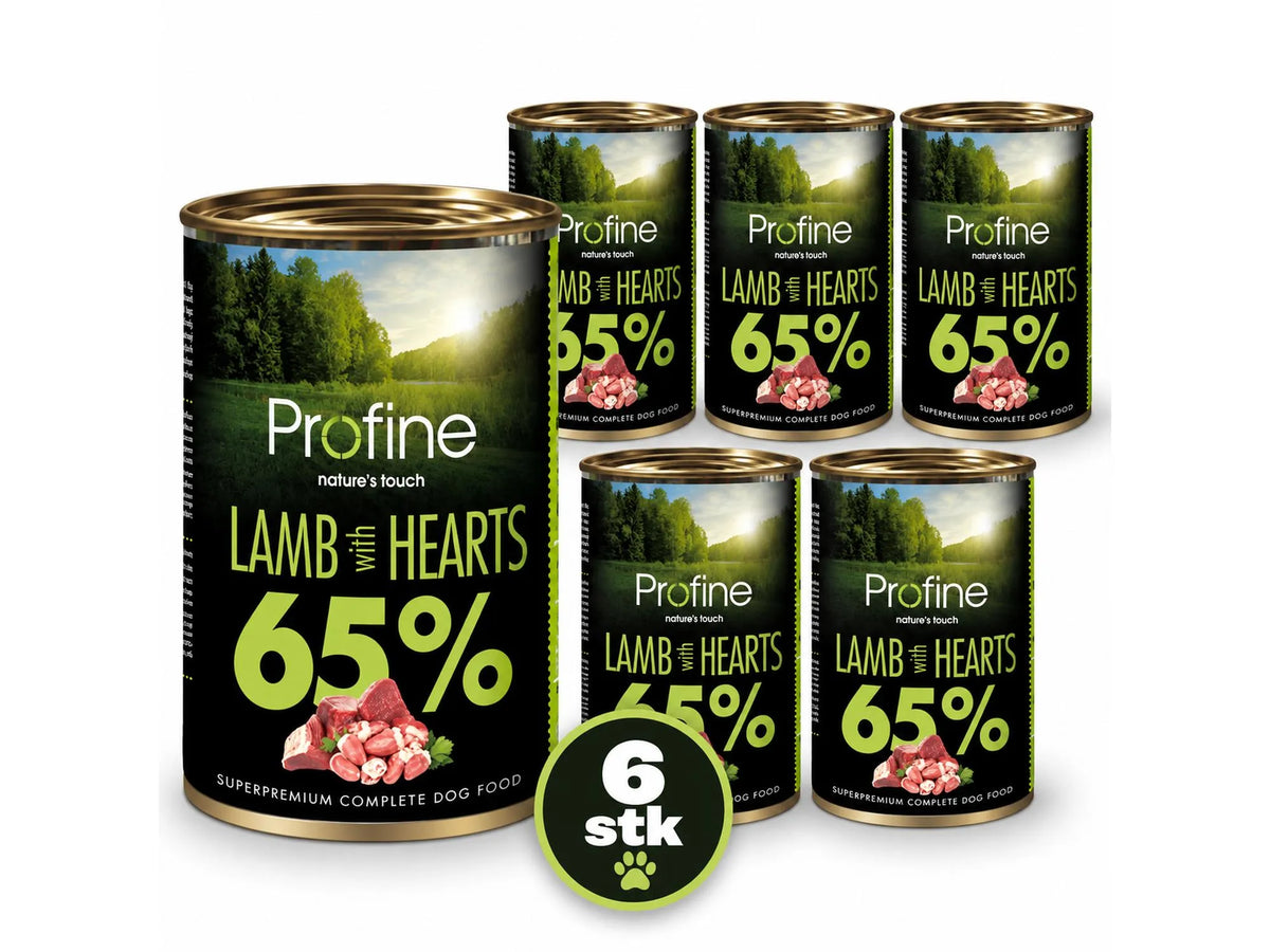 Profine Lamb with Hearts 65 % 6-pakk – våtfôr til hund med lam og hjerte 6 × 400 g