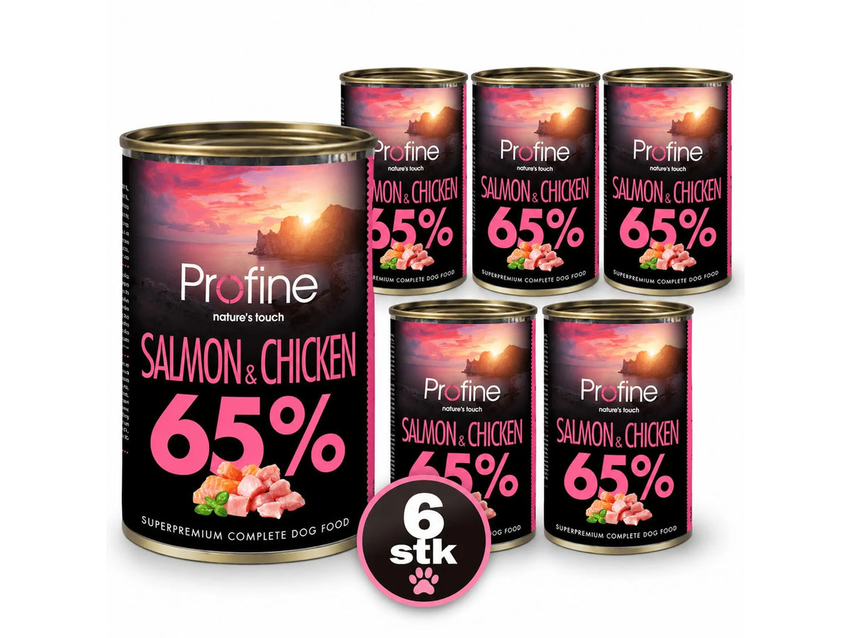 Profine Salmon and Chicken 65 % 6-pakk – våtfôr til hund med laks og kylling 6 × 400 g