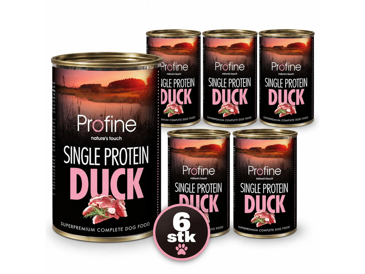 Profine Single Protein Duck 6-pakk – våtfôr til hund med and 6 × 400 g