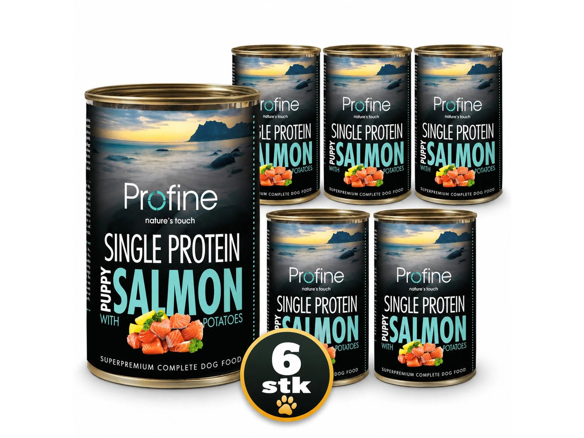 Profine Single Protein Puppy Salmon with Potatoes 6-pakk – våtfôr til hund med laks og potet til valp 6 × 400 g