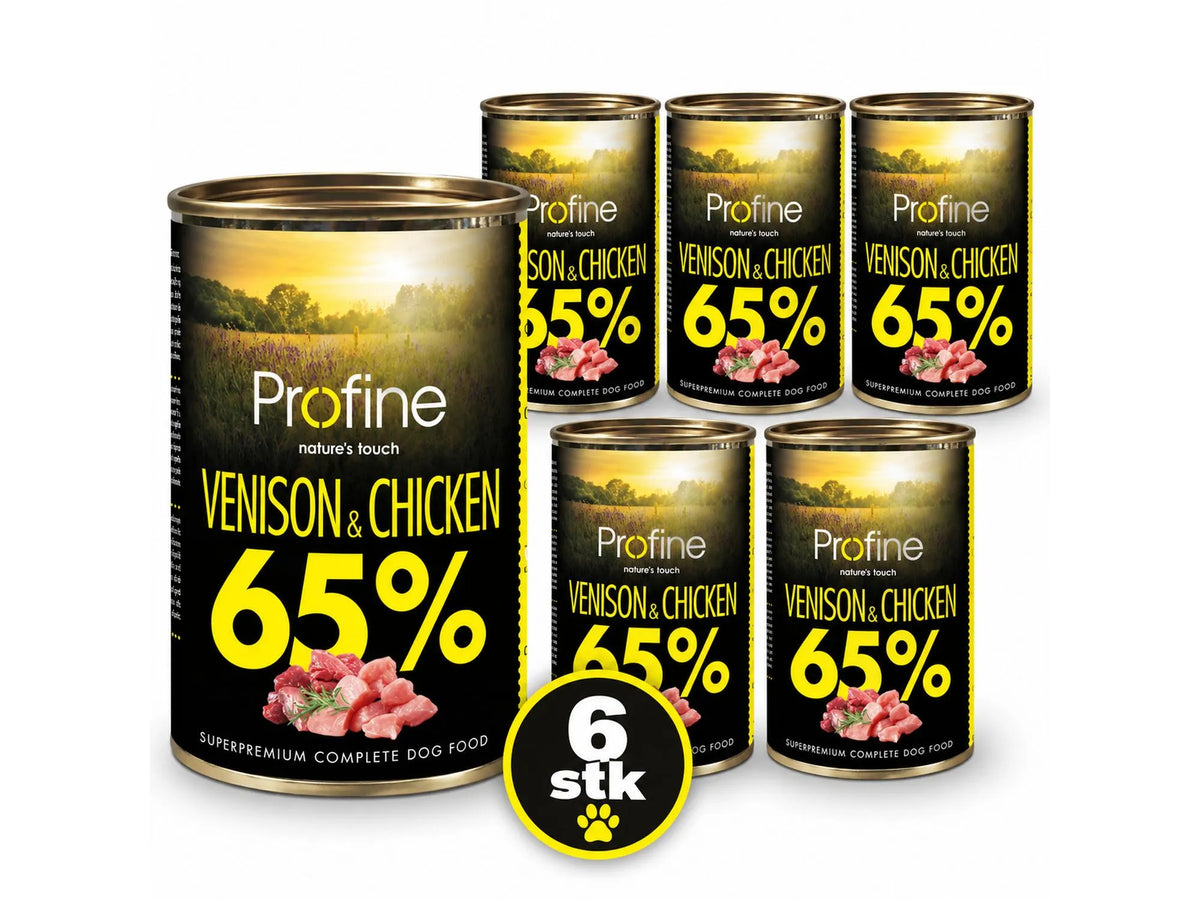 Profine Venison and Chicken 65 % 6-pakk – våtfôr til hund med hjort og kylling 6 × 400 g
