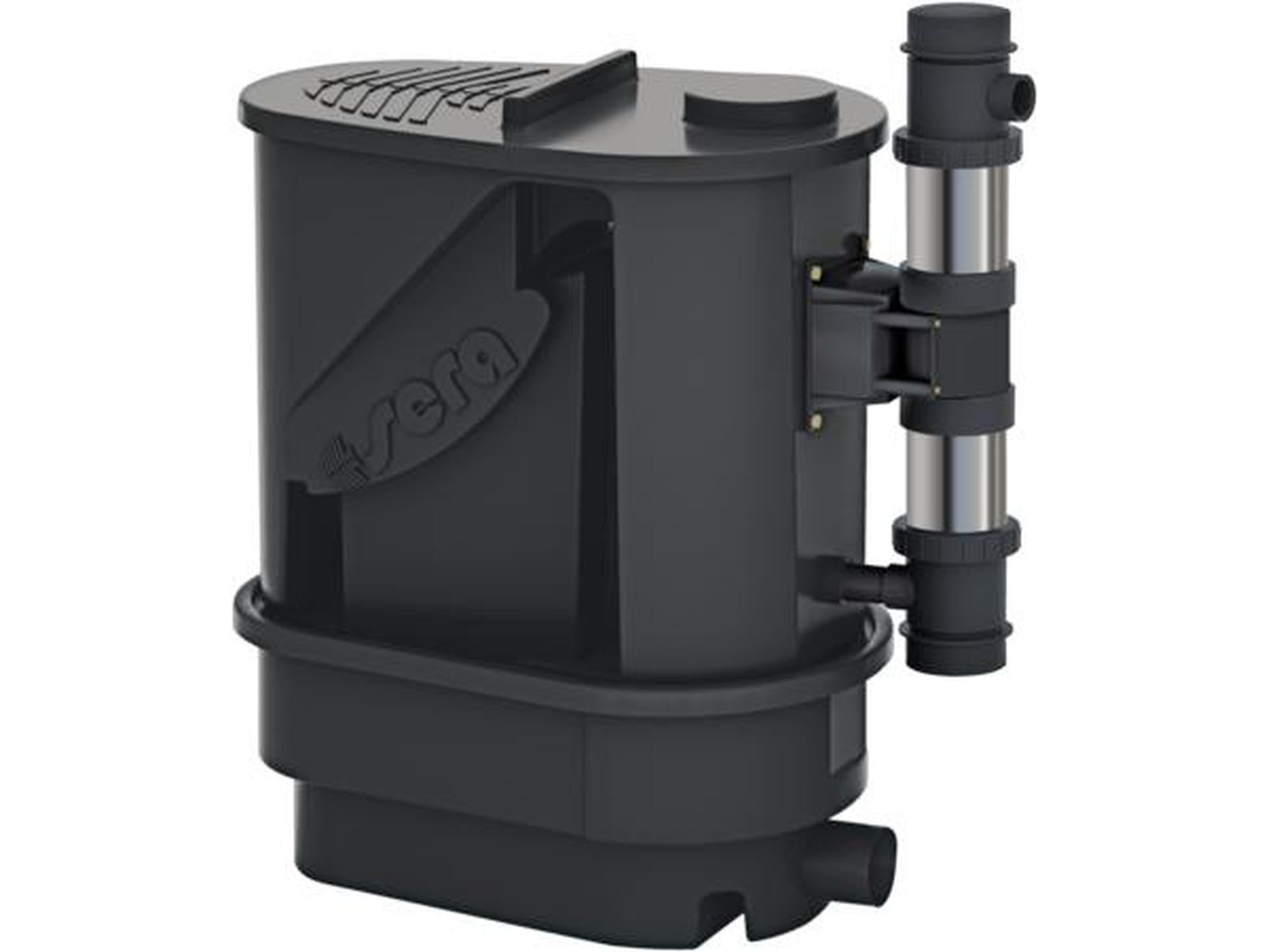 Sera Damfilter Koi 12000 Professional, et svart, robust damfilter med integrert UV-system og logo.