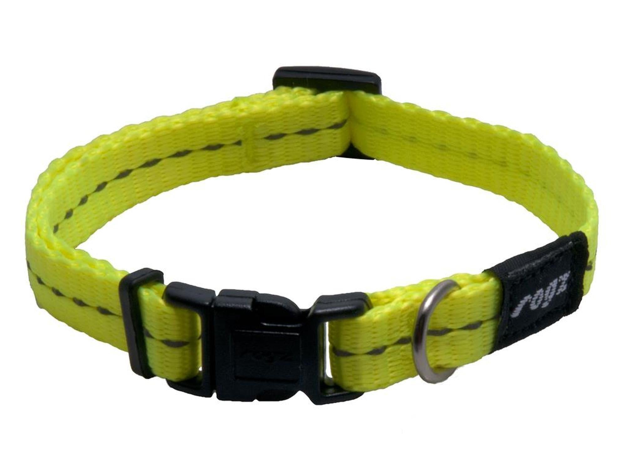 Rogz Utility halsbånd 11mm i Dayglow med refleks til liten hund