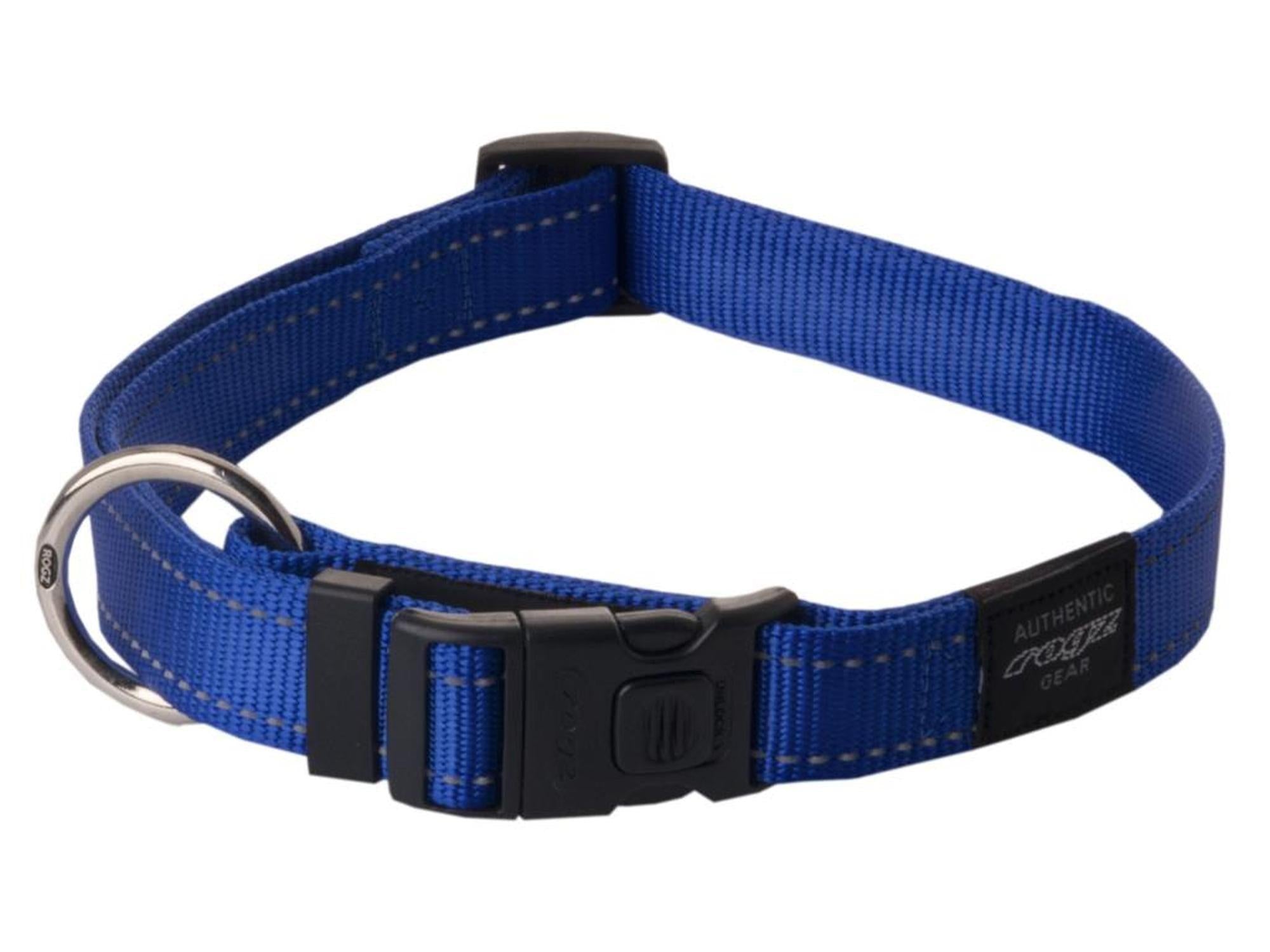 Rogz Utility halsbånd 25mm i blå med innvevd refleks til hund