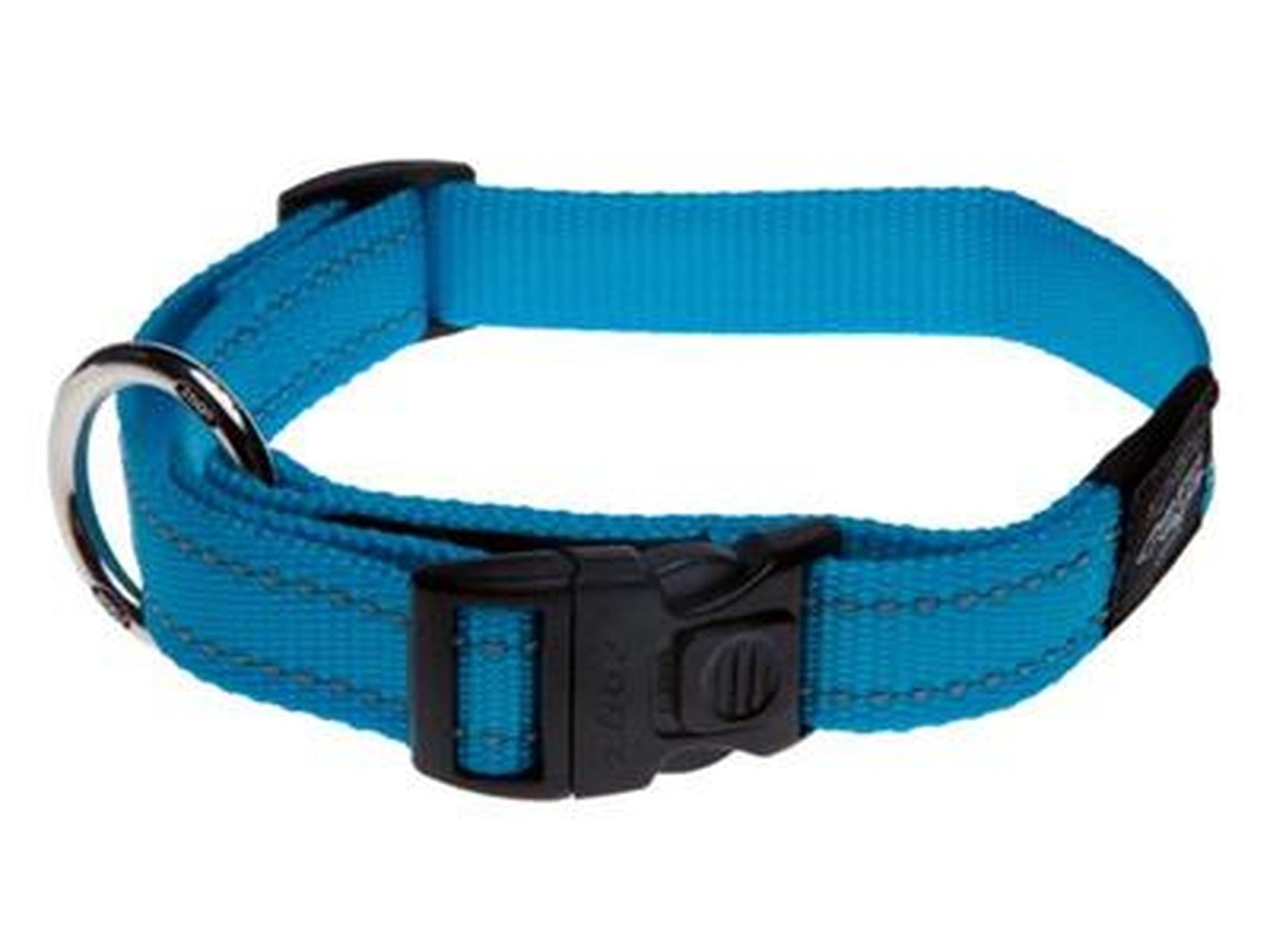 Rogz Utility halsbånd 25mm i turkis med innvevd refleks til hund