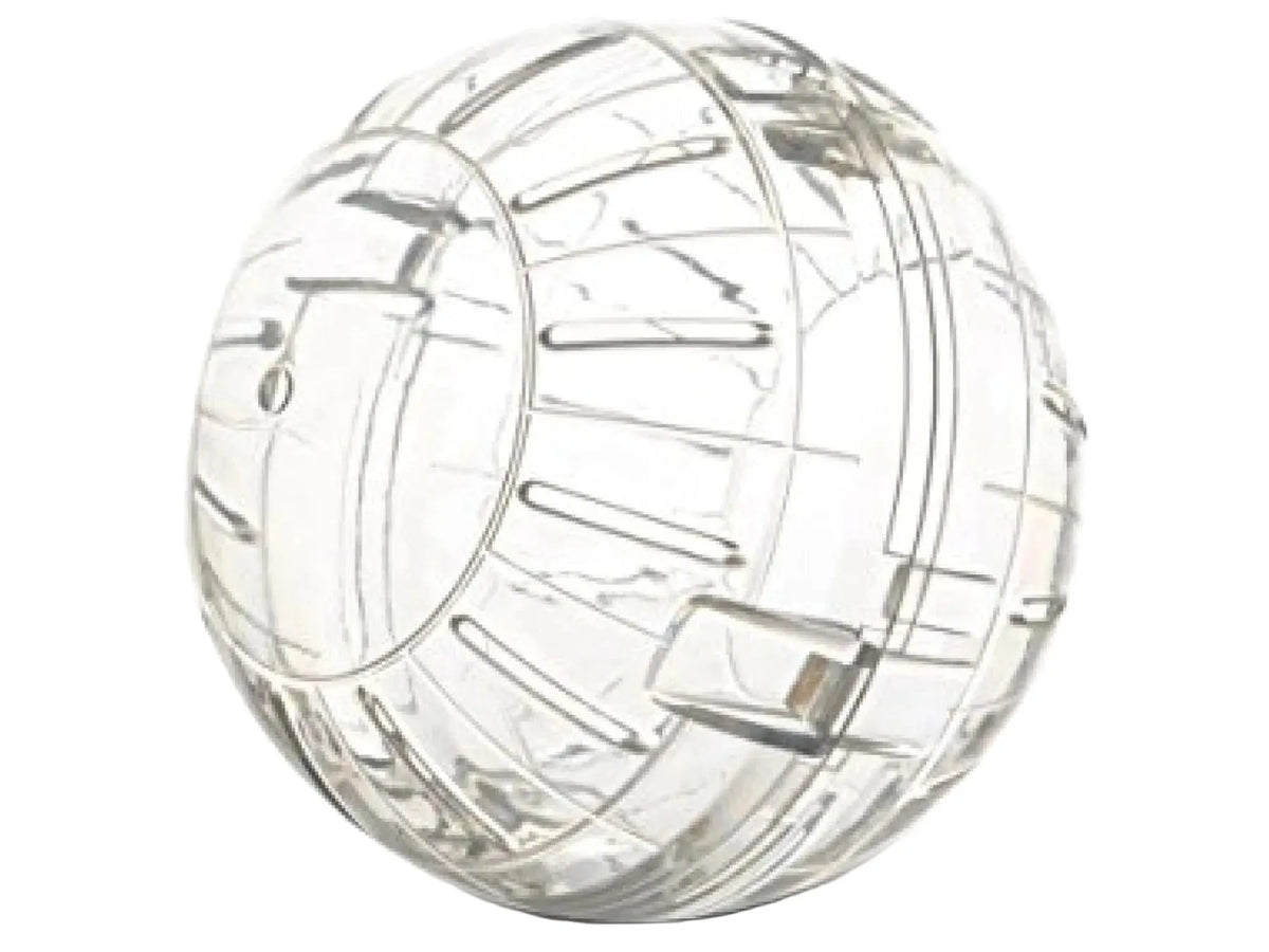 Transparent Savic Runner Large Ø25 løpeball for smådyr, med ventilasjonsåpninger og jevn rulleflate.