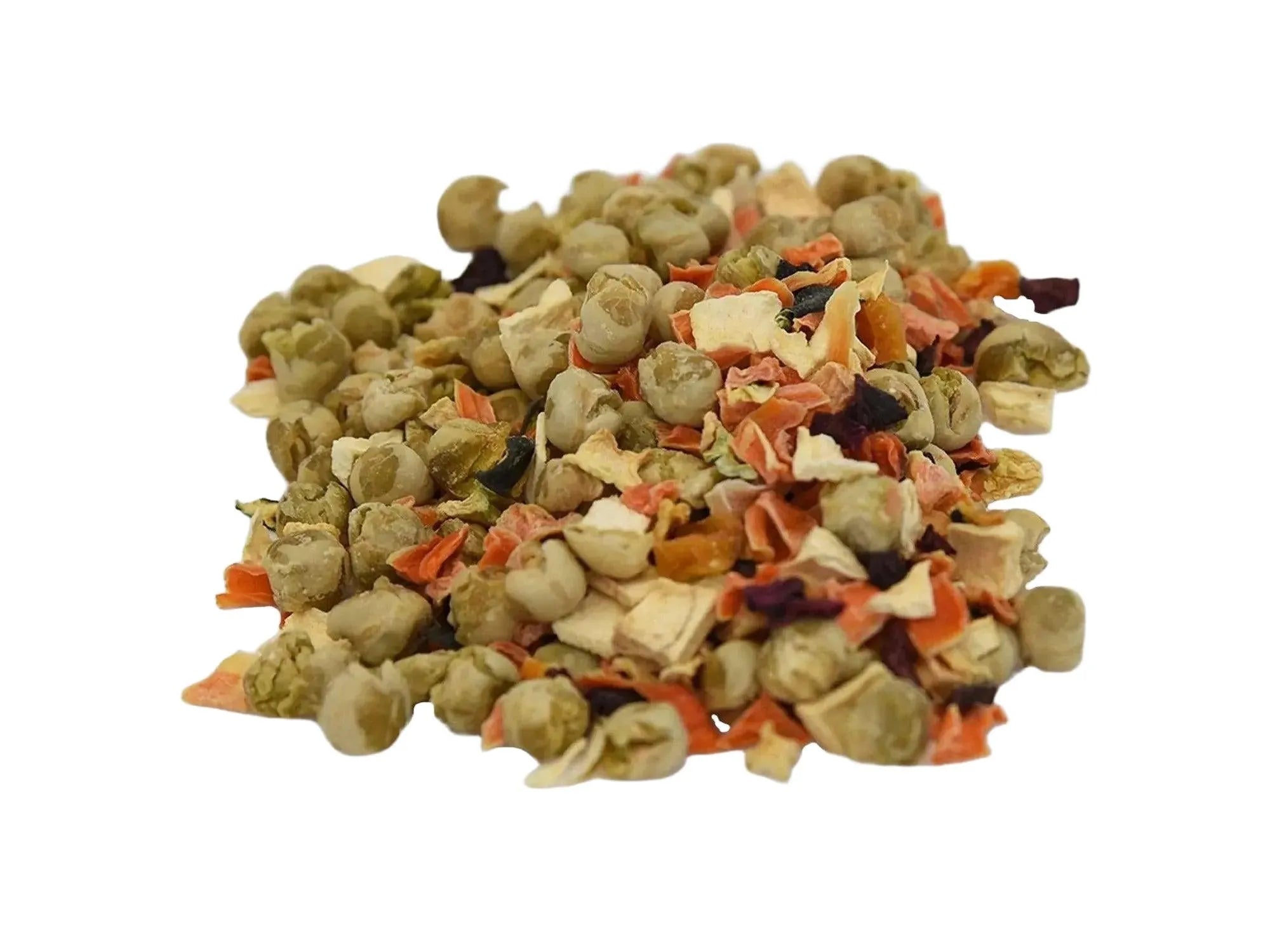 SANA Vegetable-Mix Flakes for hund, med tørkede grønnsaker som gulrot, rødbete og erter.