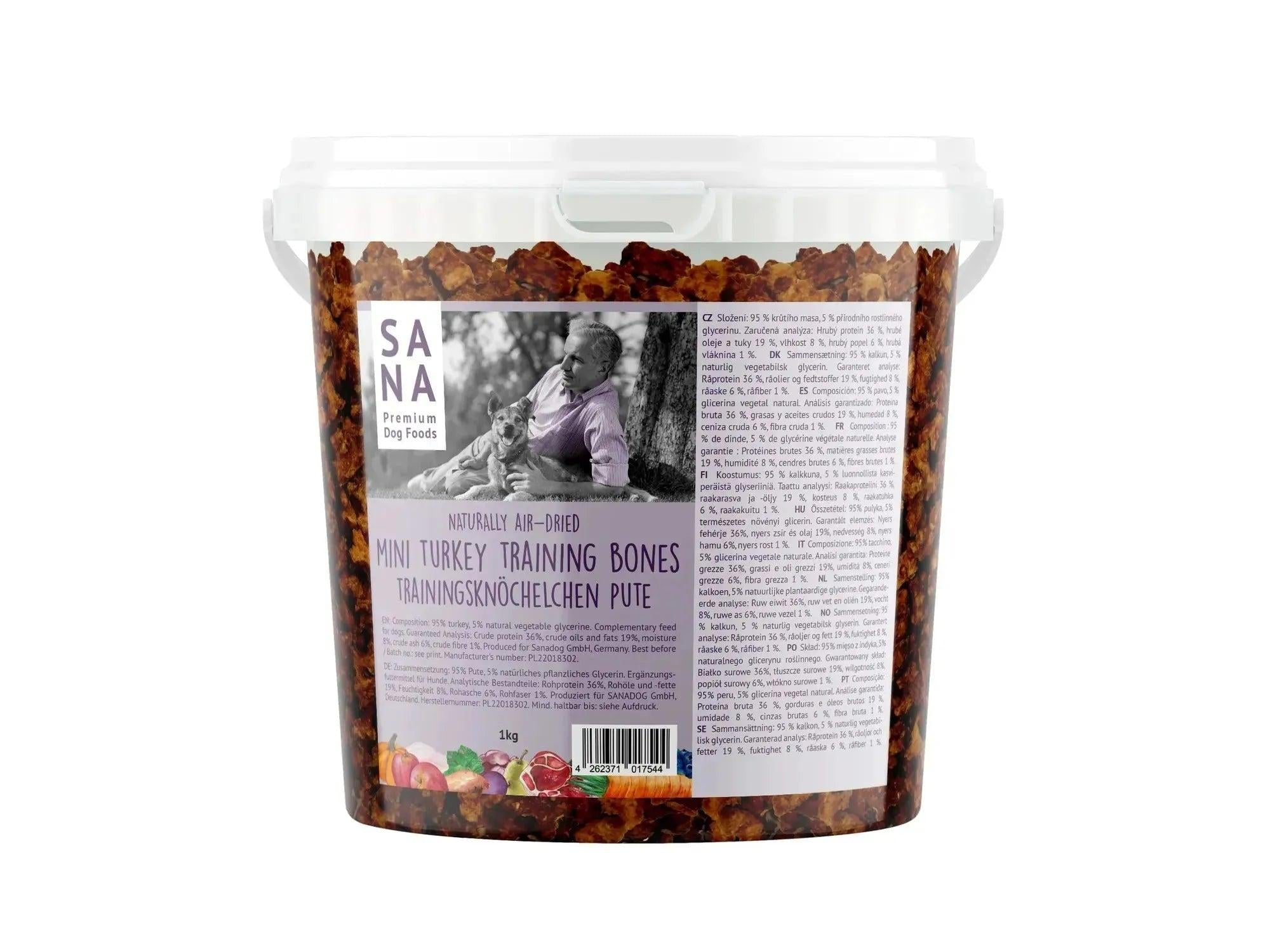 Sanadog Mini Kalkun Treningsgodbiter 1 kg myke treningsbein