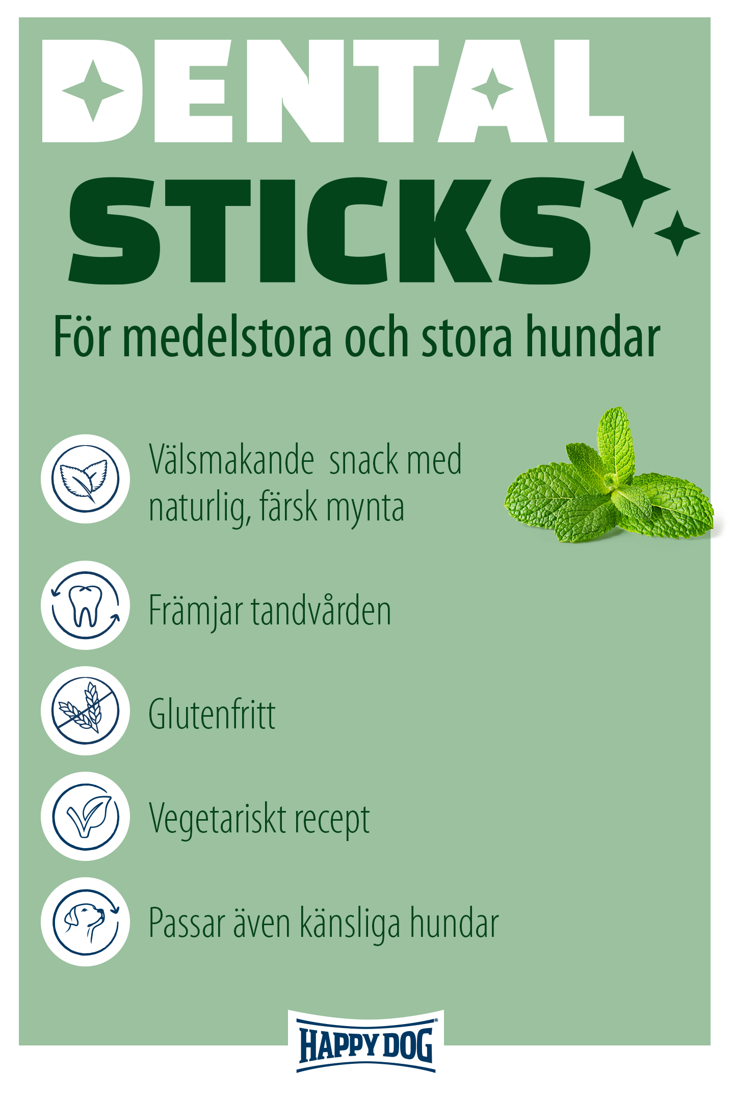 Happy Dog Dental Sticks 130g Tannpleiegodbiter