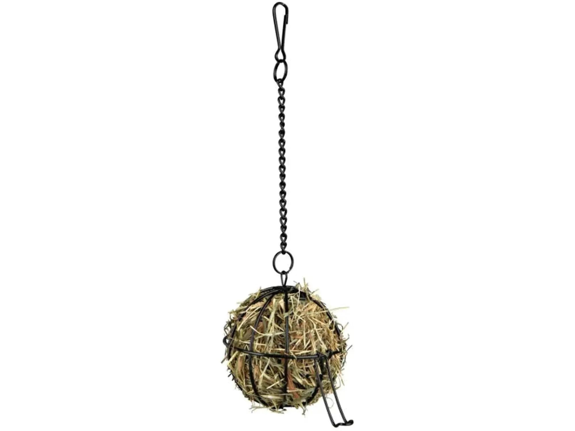 Svart metall Salatholder 61070 rund høyball med oppheng for gnagere.