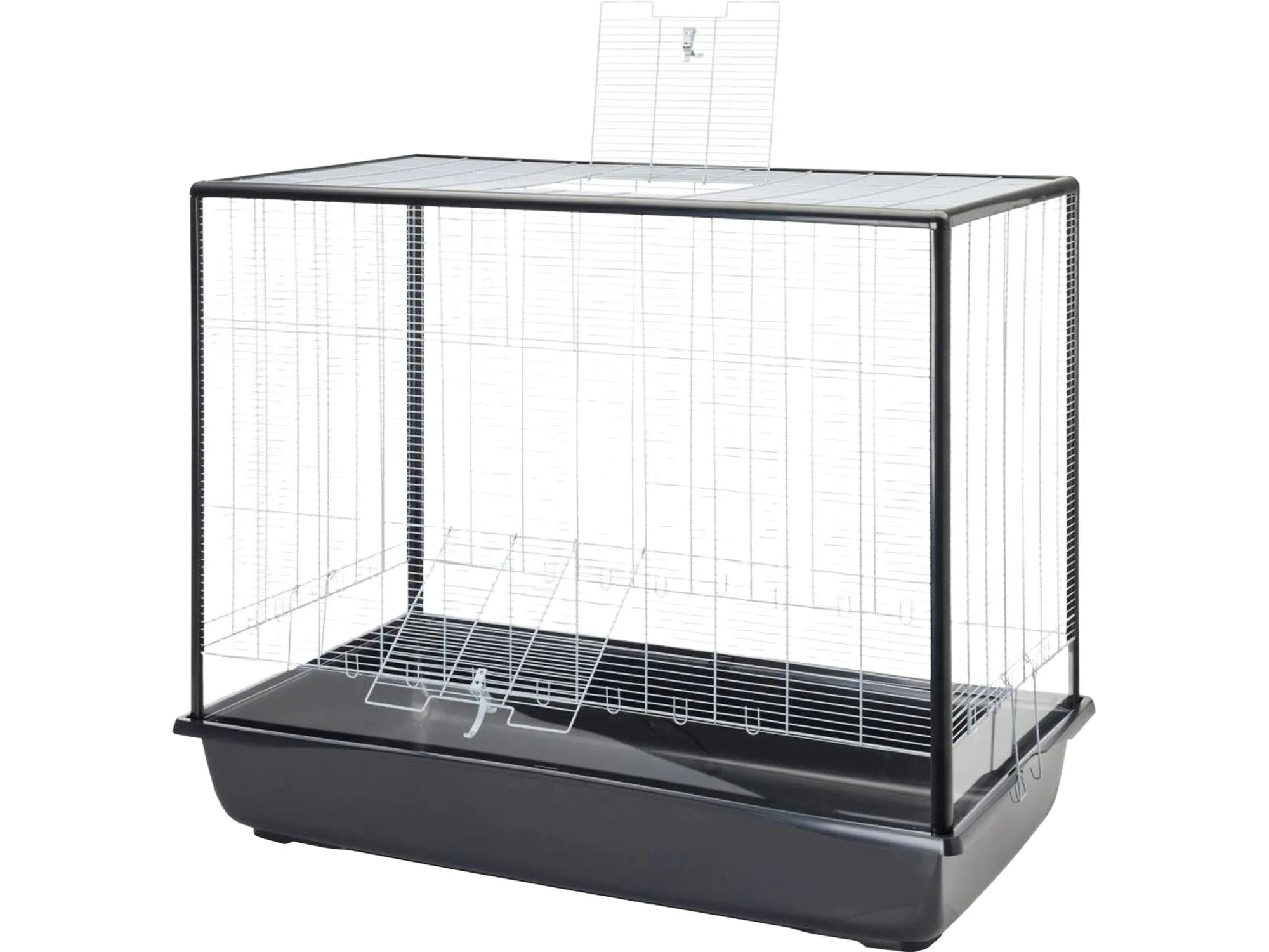 Savic Argus 120 Plexi Knock Down-bur med svart bunn, metallgitter og plexiglassider.