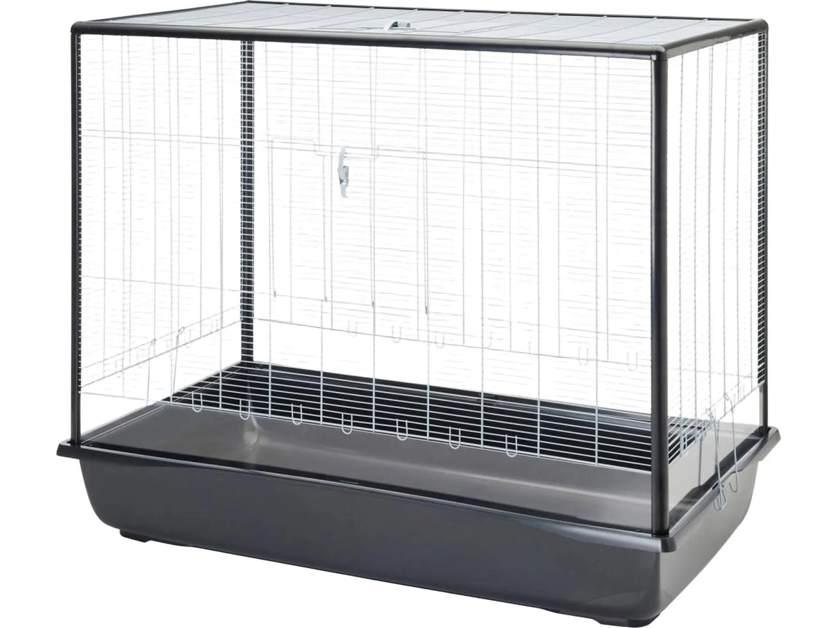 Savic Argus 120 Plexi Knock Down-bur med svart bunn, metallgitter og plexiglassider.
