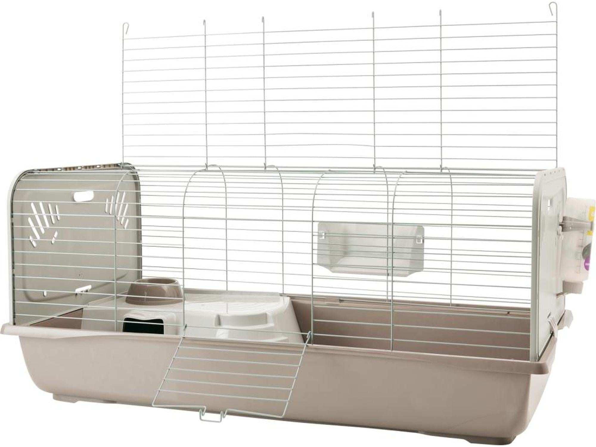 Savic Caesar 4 de luxe bur i beige og brunt med metallgitter, flere nivåer og ramper.