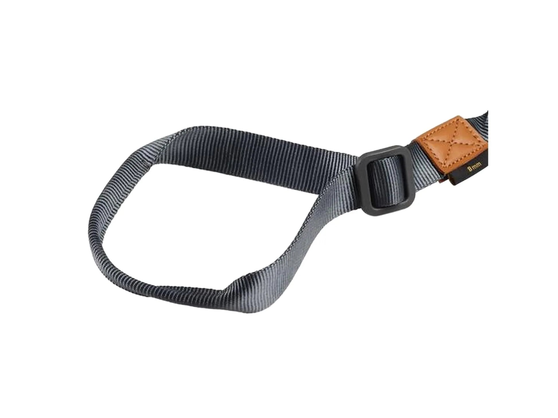 Seleverkstedet Rush Joring Line, grå elastisk trekkline for hund, 8mm tykkelse, med svart spenne og brunt skinndetalj.