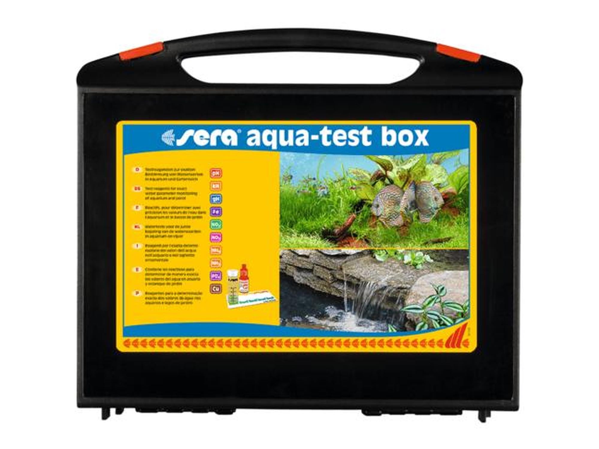 Sera Aqua-Test Box Komplett Vanntestsett med 9 Tester for Ferskvannsakvarium