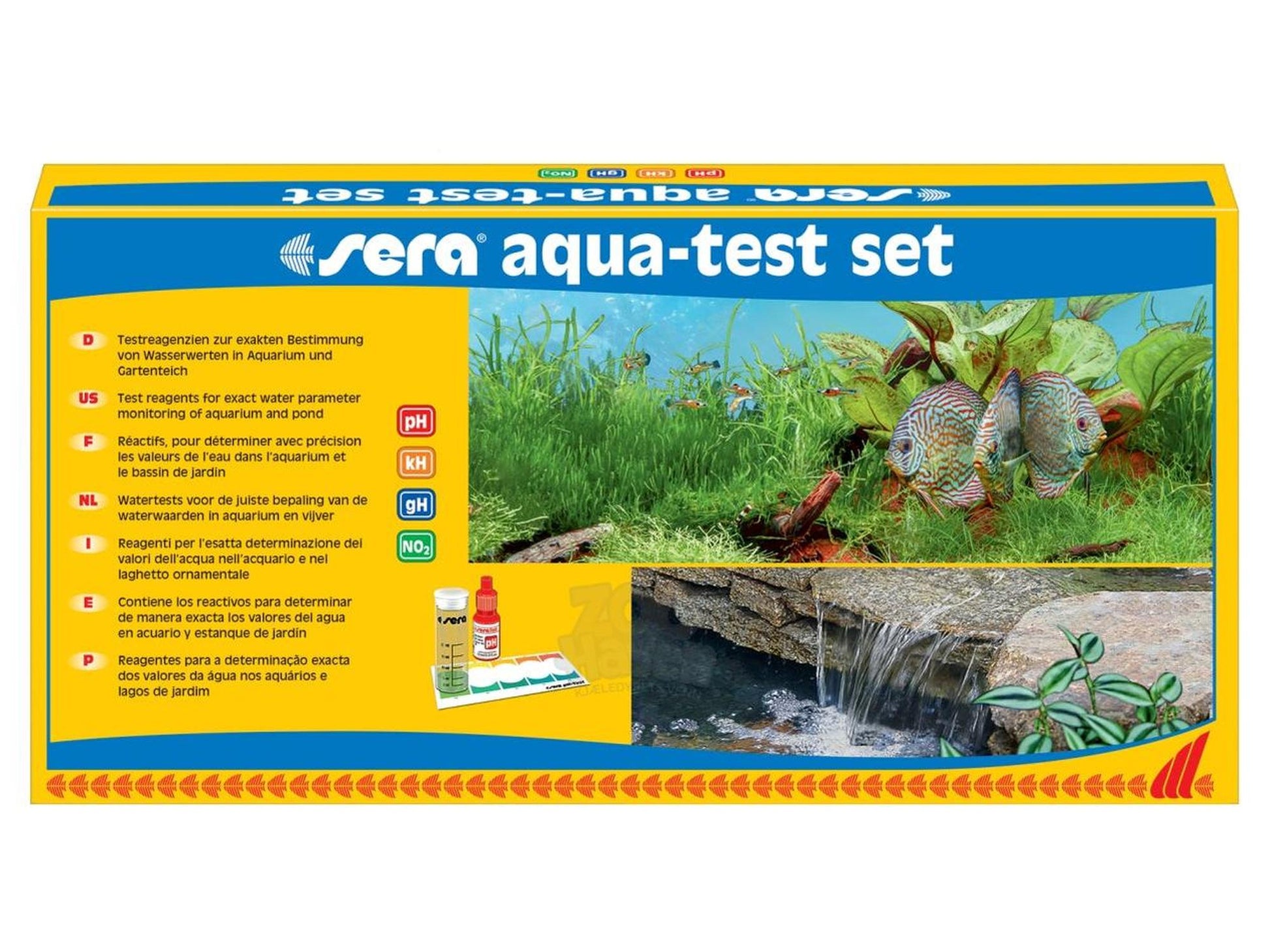 Sera Aqua-Test Set Komplett Vanntest for Akvarium med pH, KH, GH og NO2