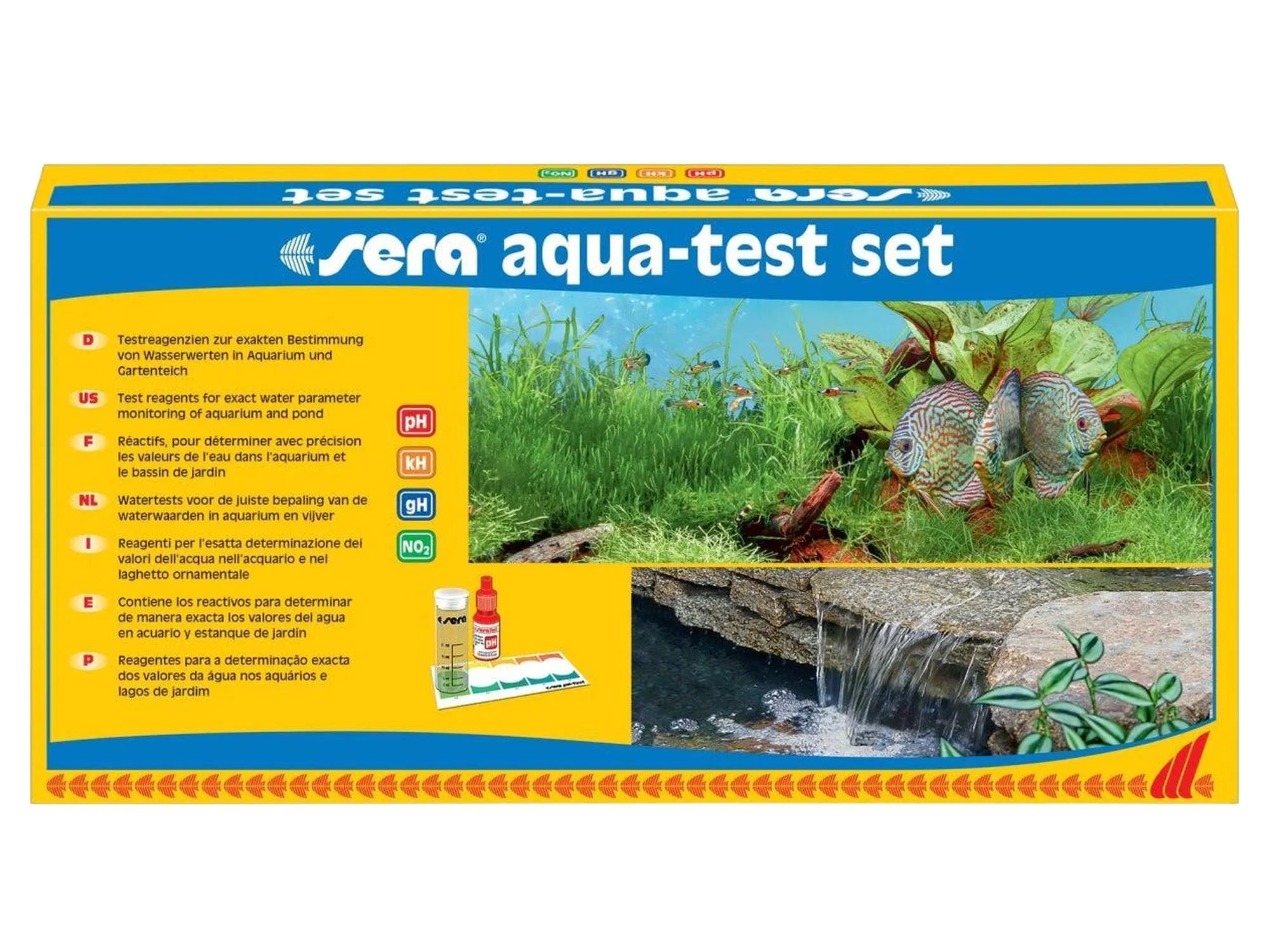Sera Aqua-Test Set Komplett Vanntest for Akvarium med pH, KH, GH og NO2