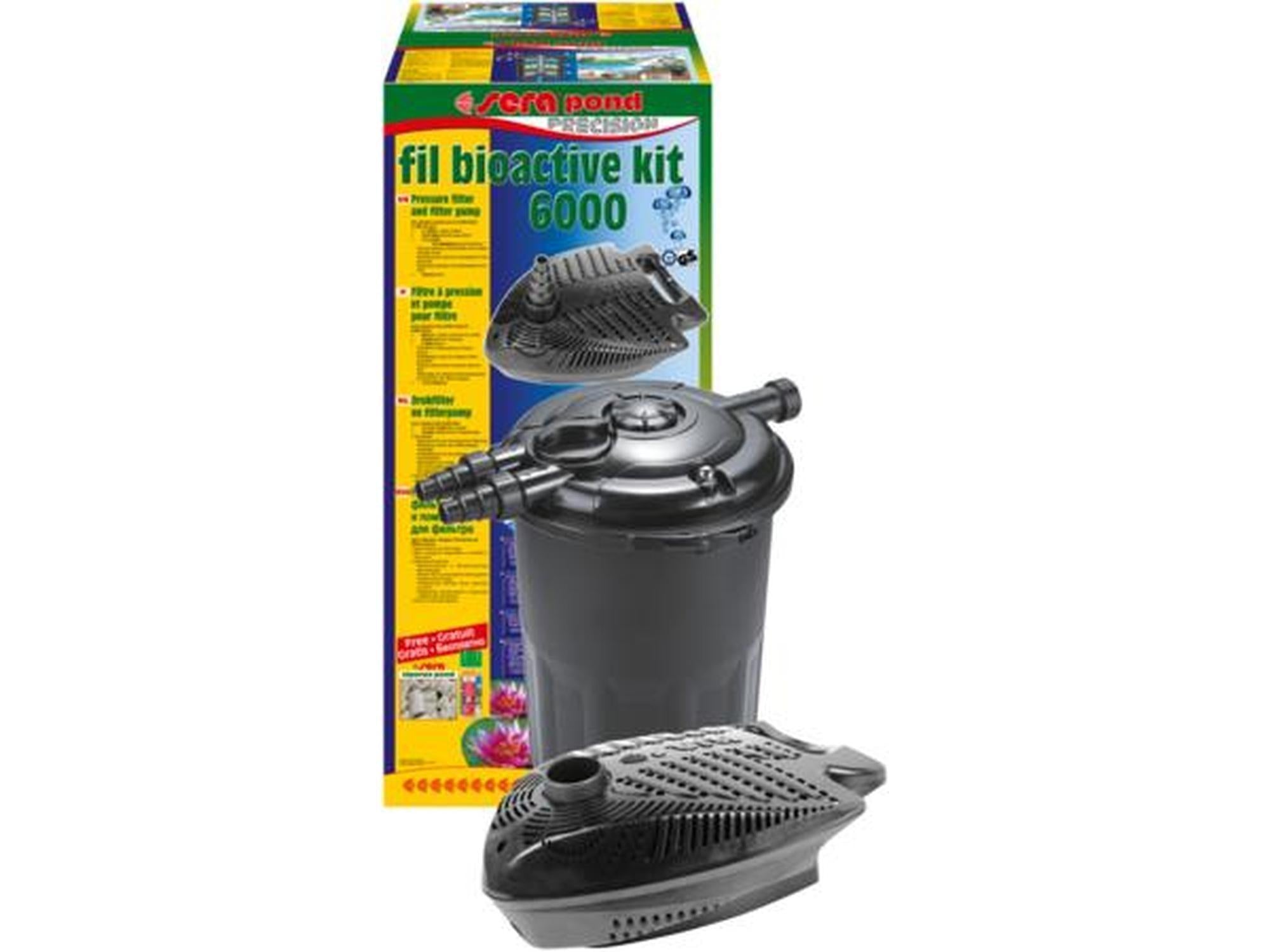 Sera Damfilter og Pumpe Kit Fil Bioactive 6000L med svart filterhus og pumpe, for dammer opptil 6000L.