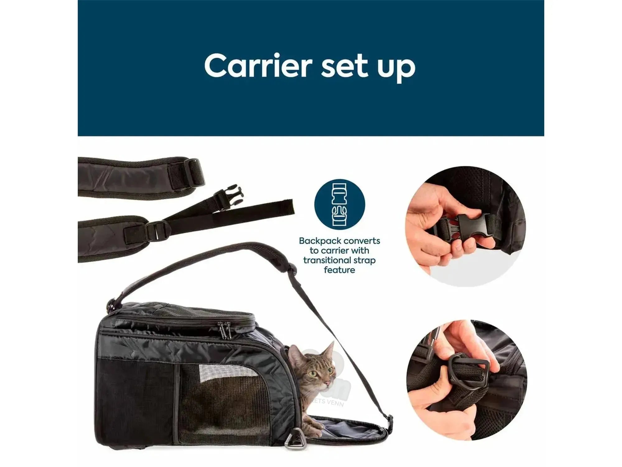 Sherpa Deluxe Pet Carrier & Backpack Svart 43 × 26,5 × 26 cm (opptil 7 kg)
