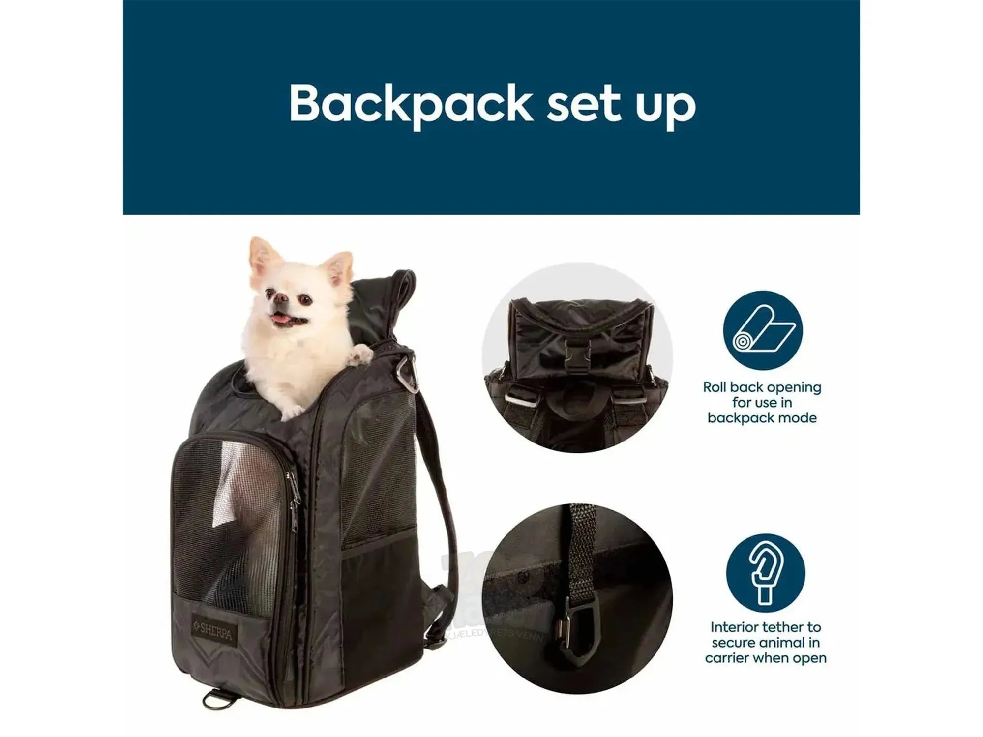 Sherpa Deluxe Pet Carrier & Backpack Svart 43 × 26,5 × 26 cm (opptil 7 kg)