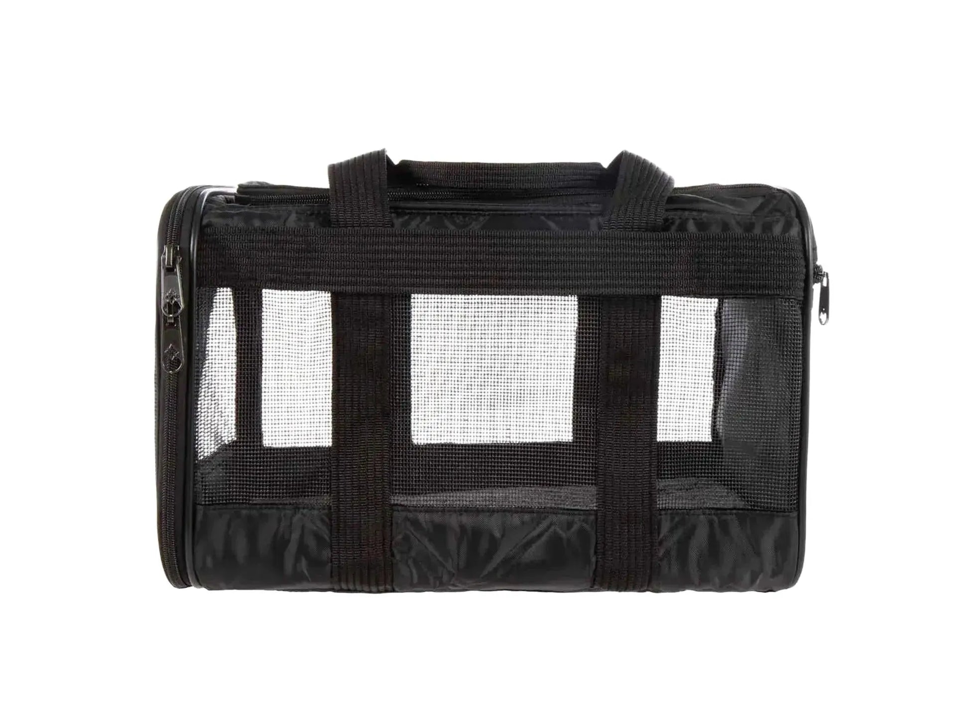 Sherpa Deluxe Pet Carrier Black Large, myk transportveske med nettingpaneler og bærehåndtak.