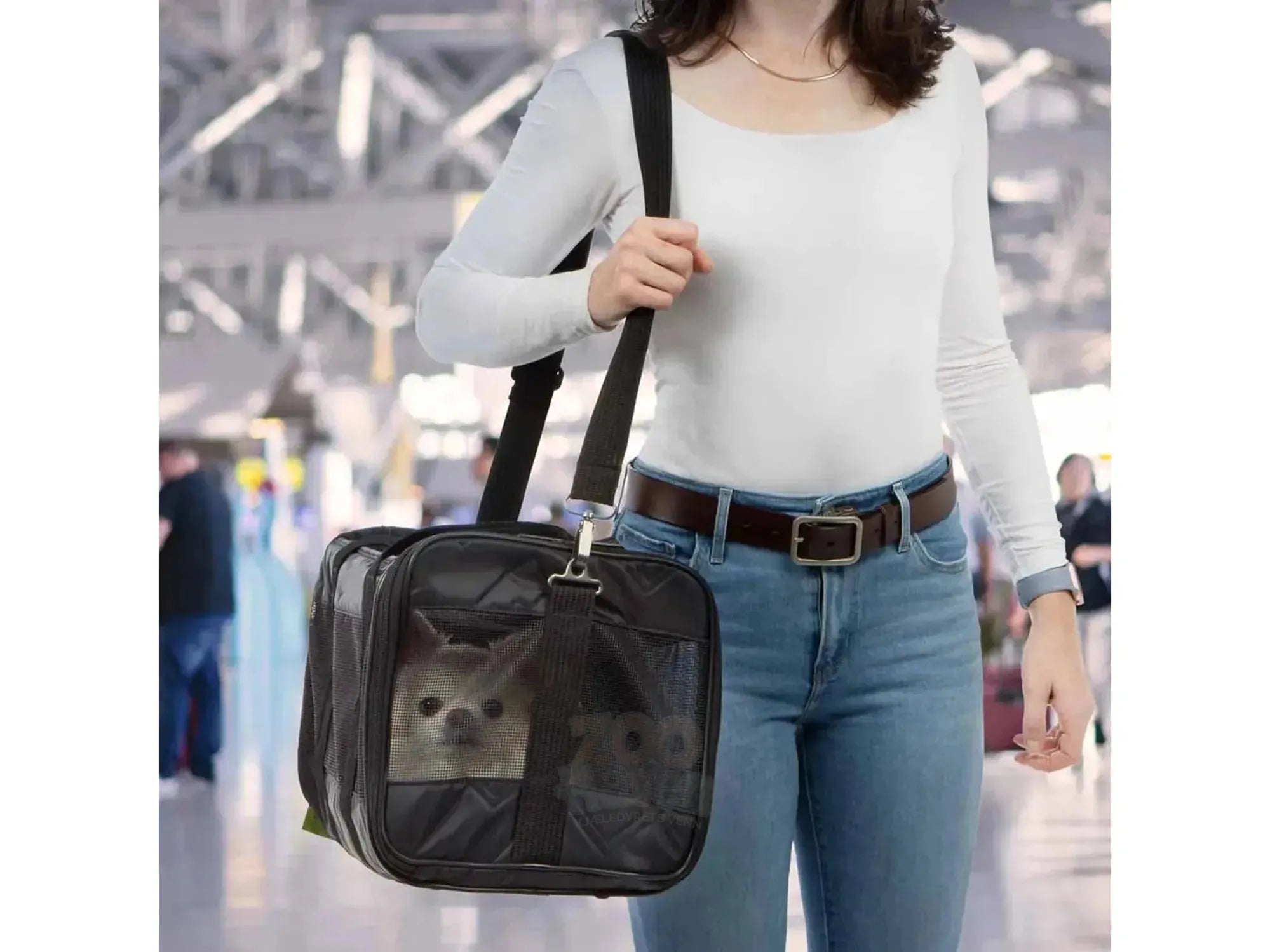 Sherpa Deluxe Pet Carrier Black Medium 43x28x26,5cm
