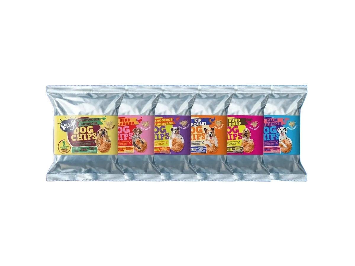 Smoofl Dog Chips Laks 50 g – Kaloriefattig hundesnacks