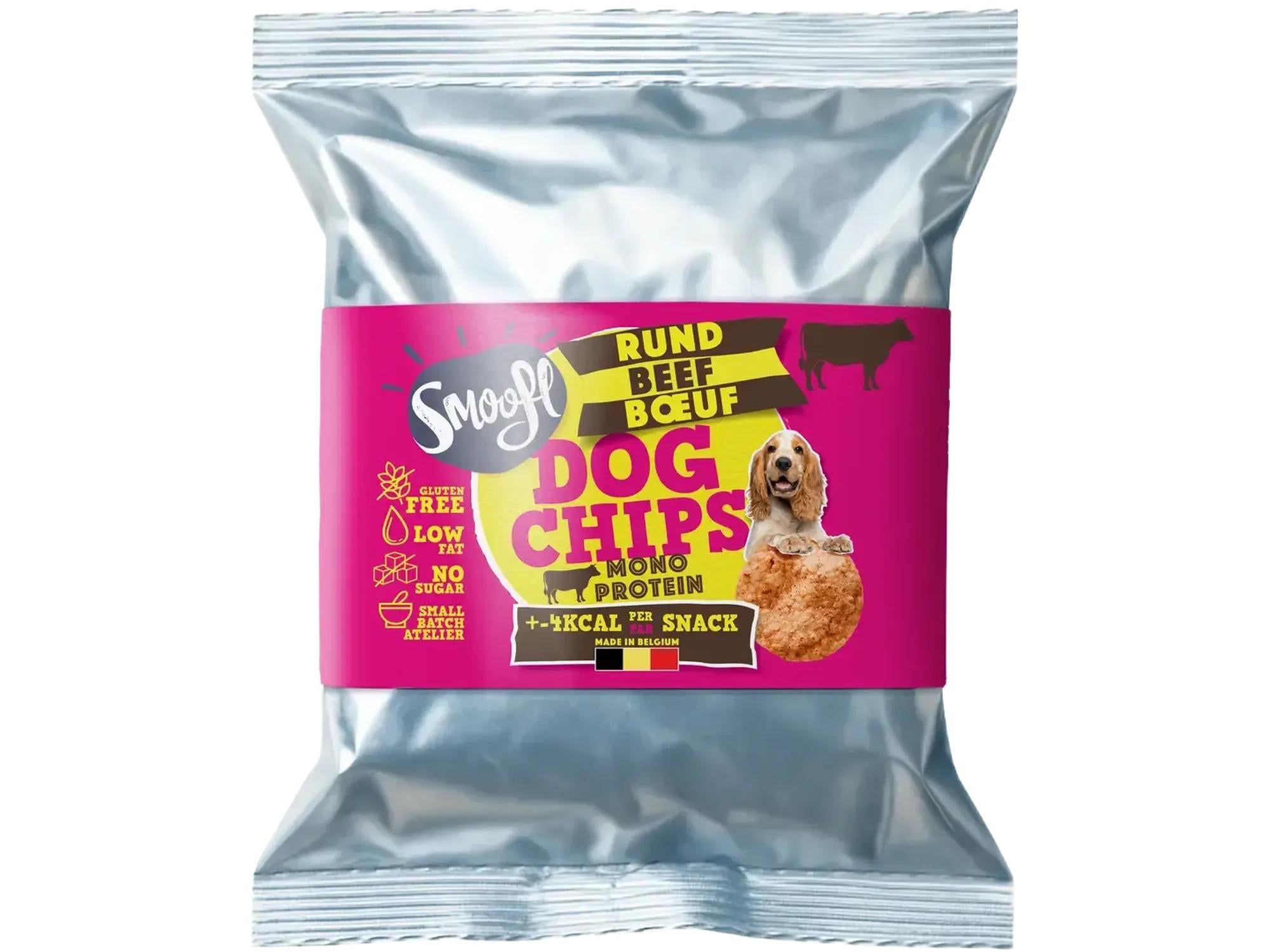 Smoofl Dog Chips Storfe 50 g – Kaloriefattig hundesnacks