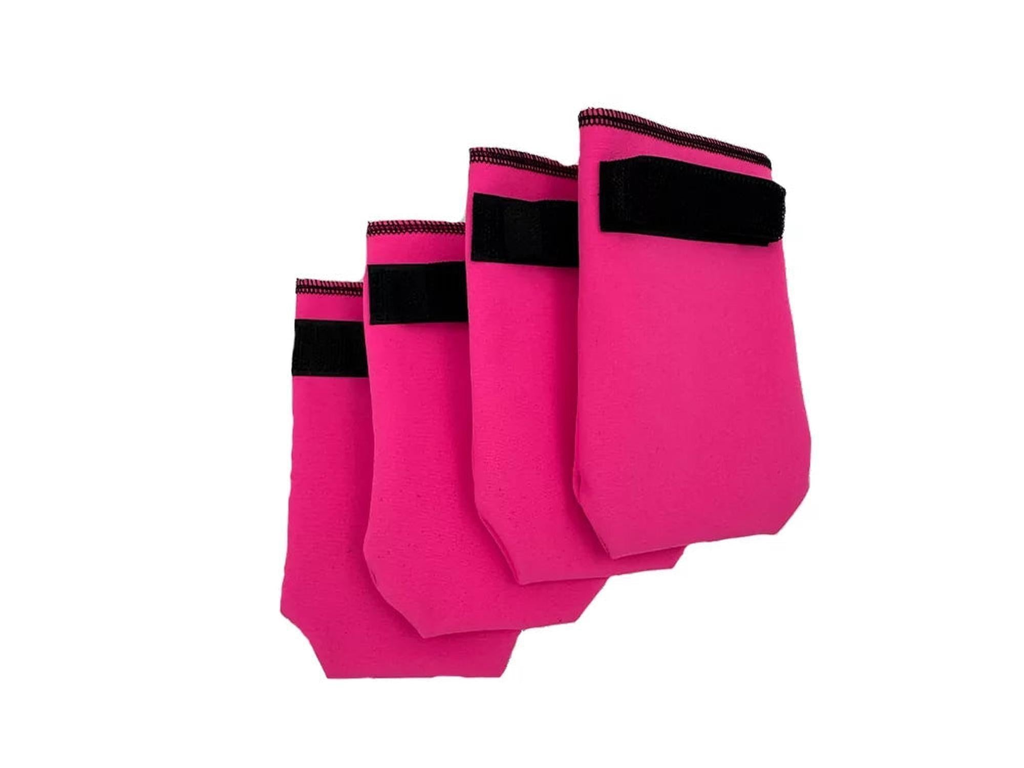 Fire neon rosa hundesokker med fleece og med svart borrelås