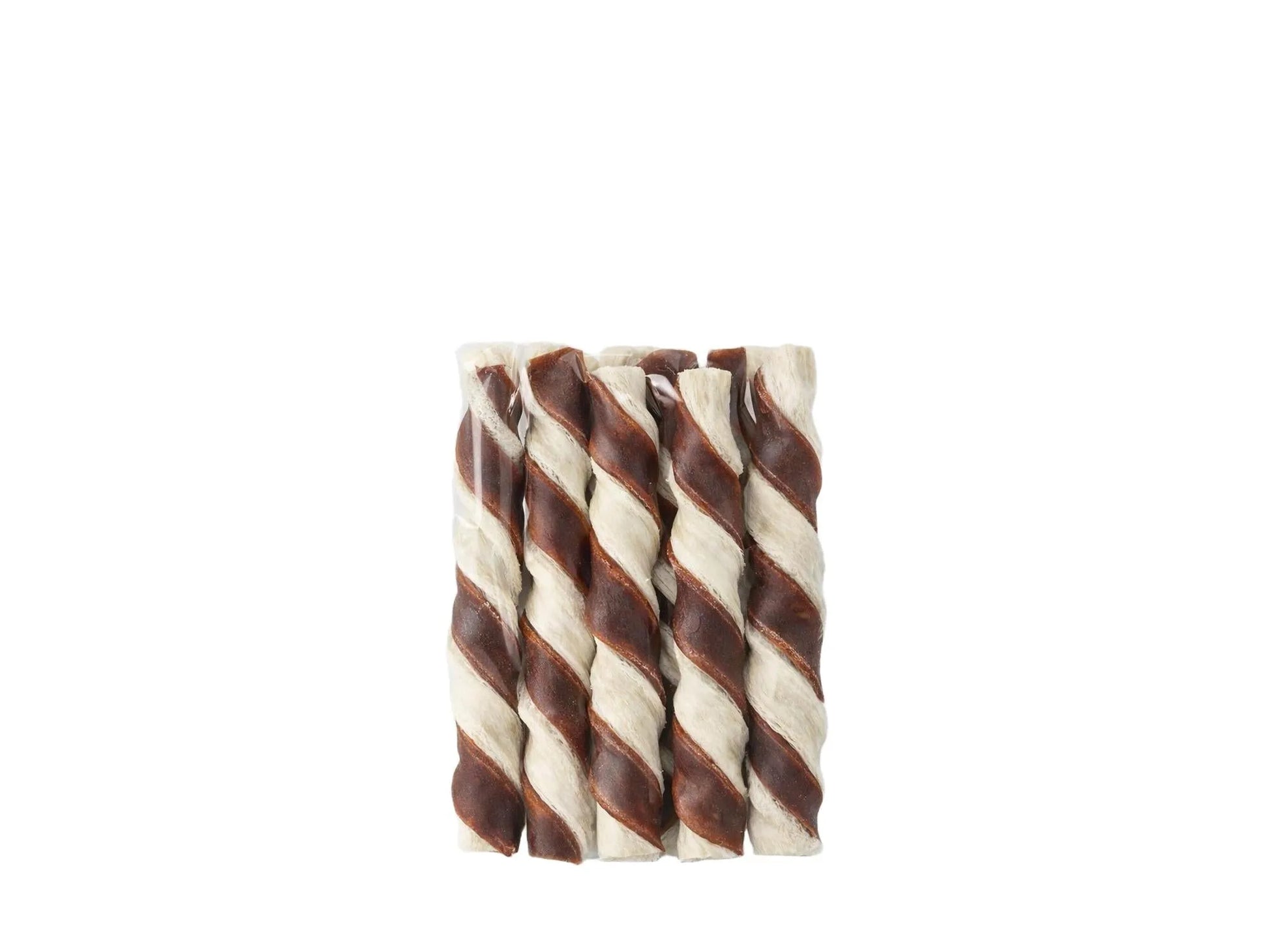 Spiral råhud tyggegodbiter med oksekjøtt, 12 cm, i en 10-pakning.