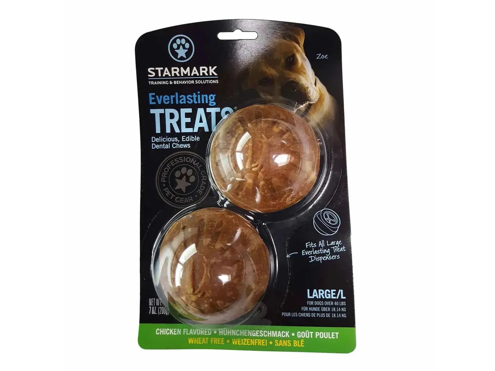Starmark Everlasting Treat Refill i kyllingsmak, to runde, brune tyggegodbiter i blisterpakning, størrelse Large.