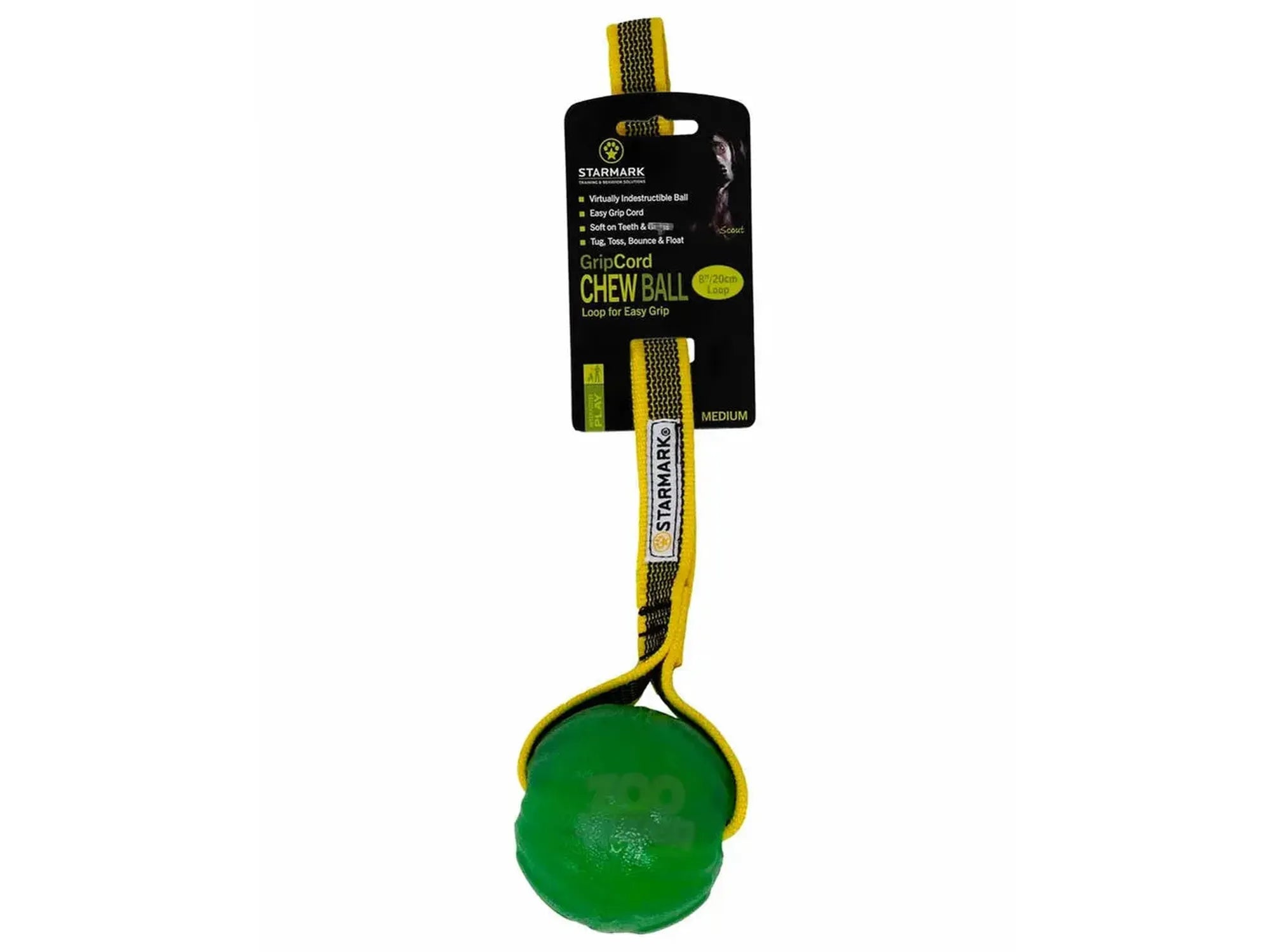 Starmark GripCord Chew Ball Loop – Slitesterk Hundeball med Håndtak