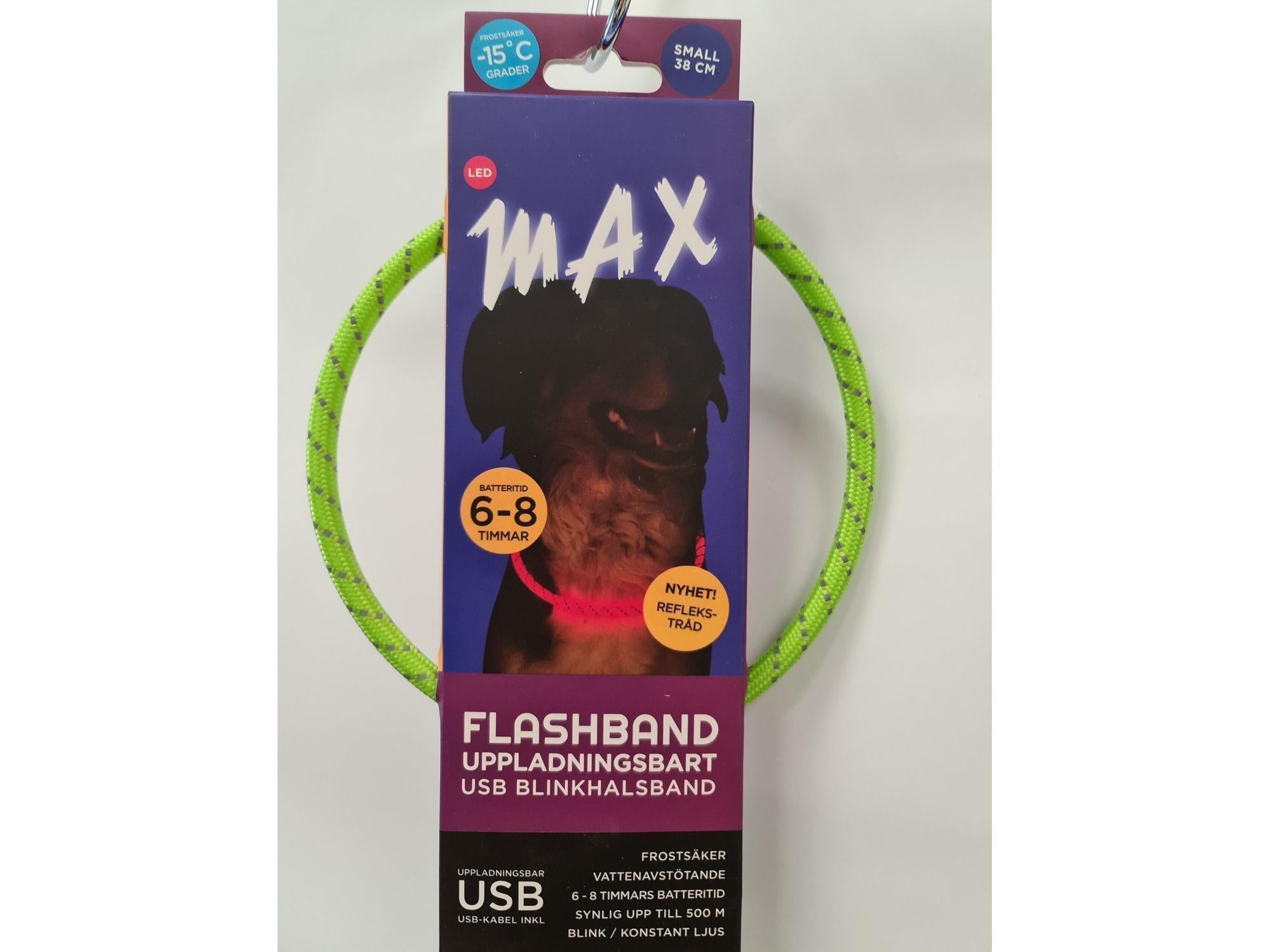 Tass Max Flash LED-blinkehalsbånd 28 cm til hund
