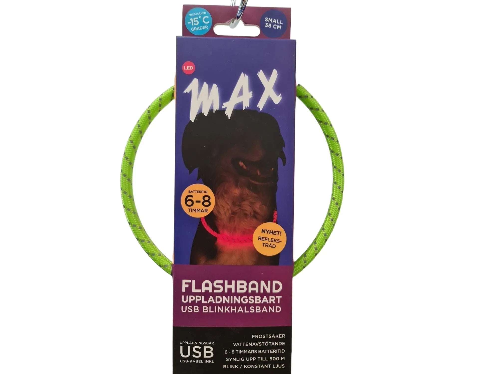 Tass Max Flash LED-blinkehalsbånd 28 cm til hund