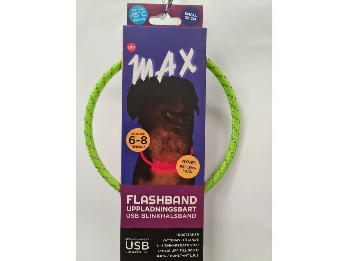 Tass Max Flash LED-blinkehalsbånd 28 cm til hund