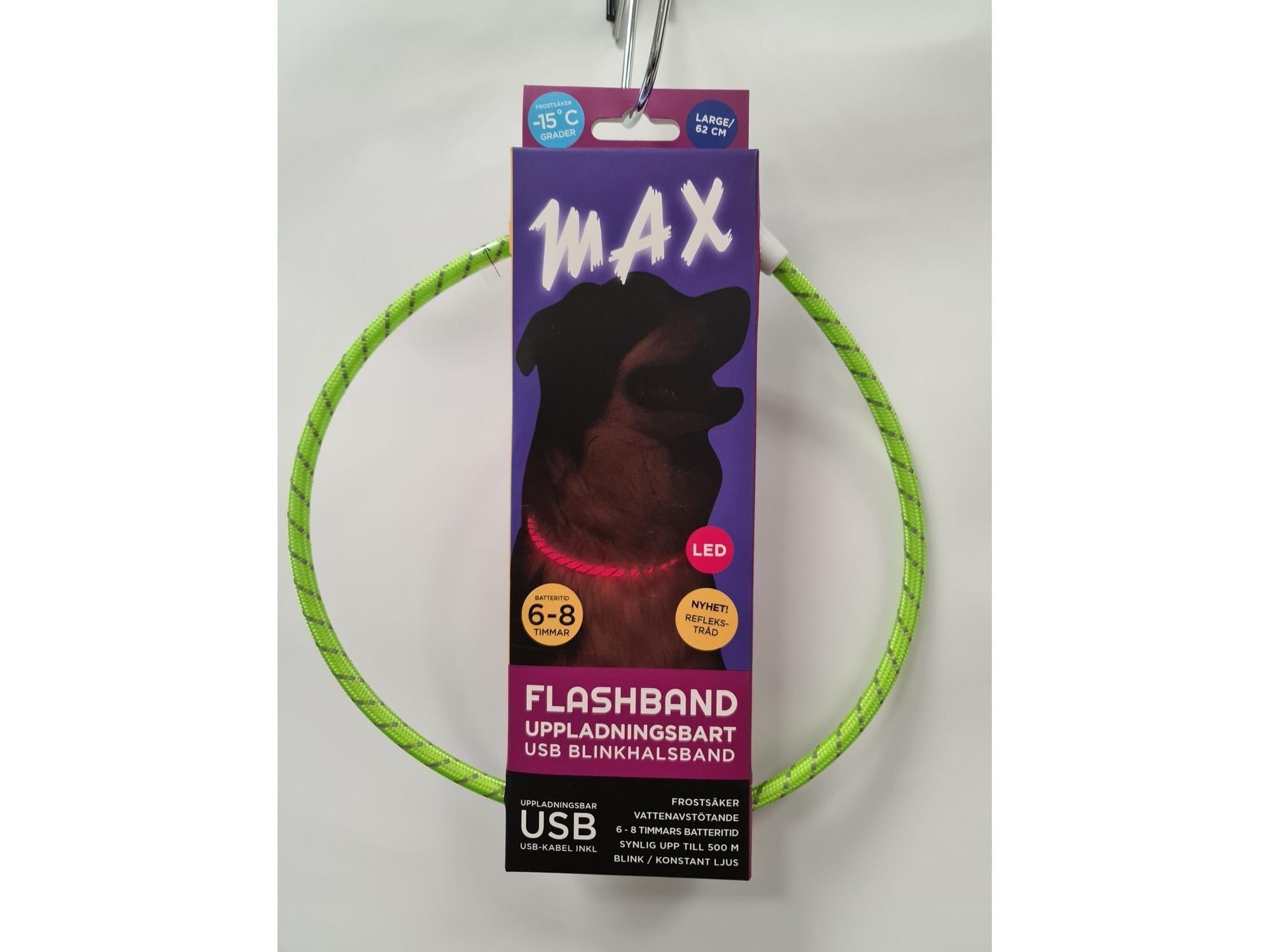 Tass Max Flash LED-blinkehalsbånd 62 cm til hund