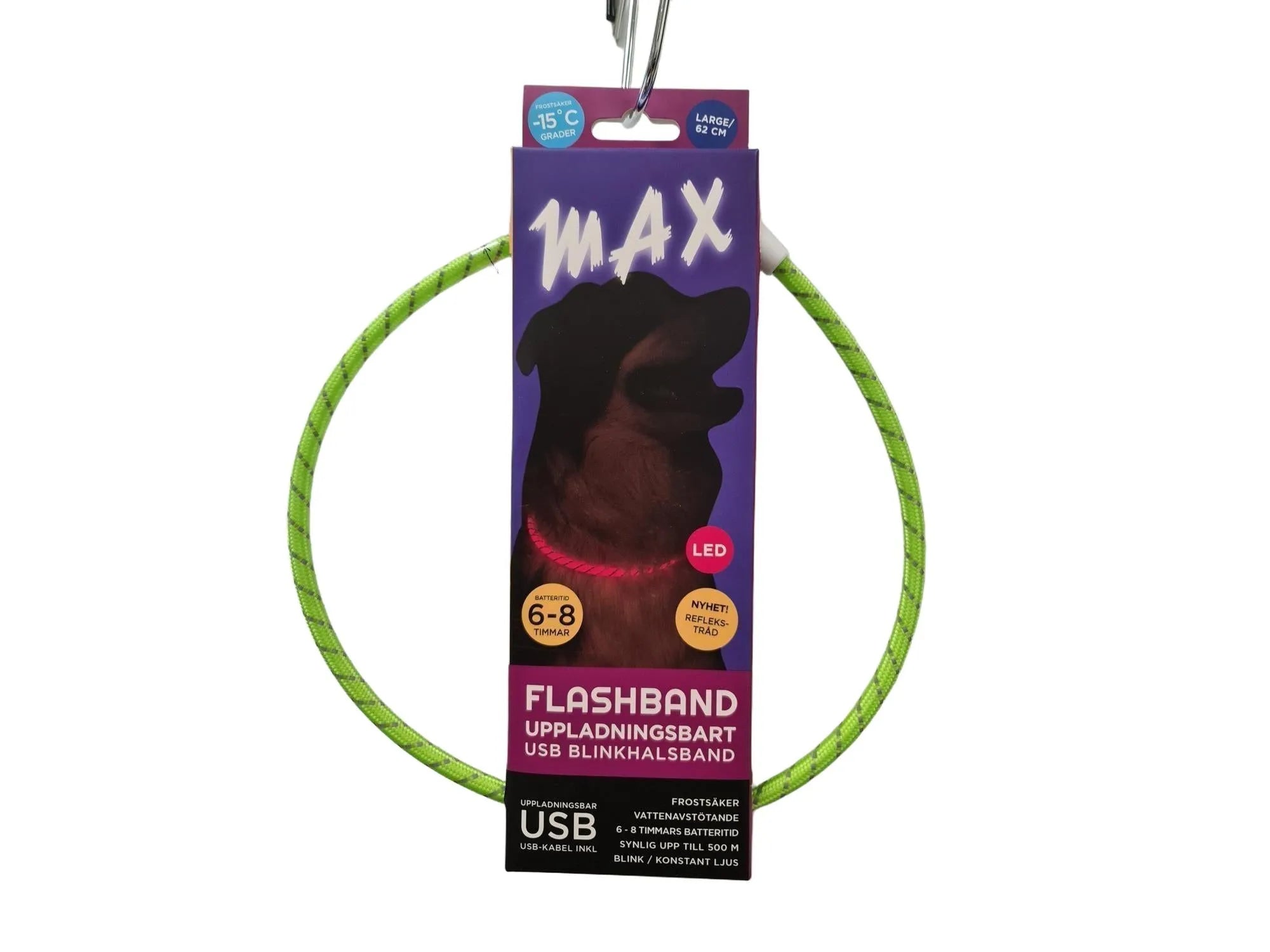 Tass Max Flash LED-blinkehalsbånd 62 cm til hund
