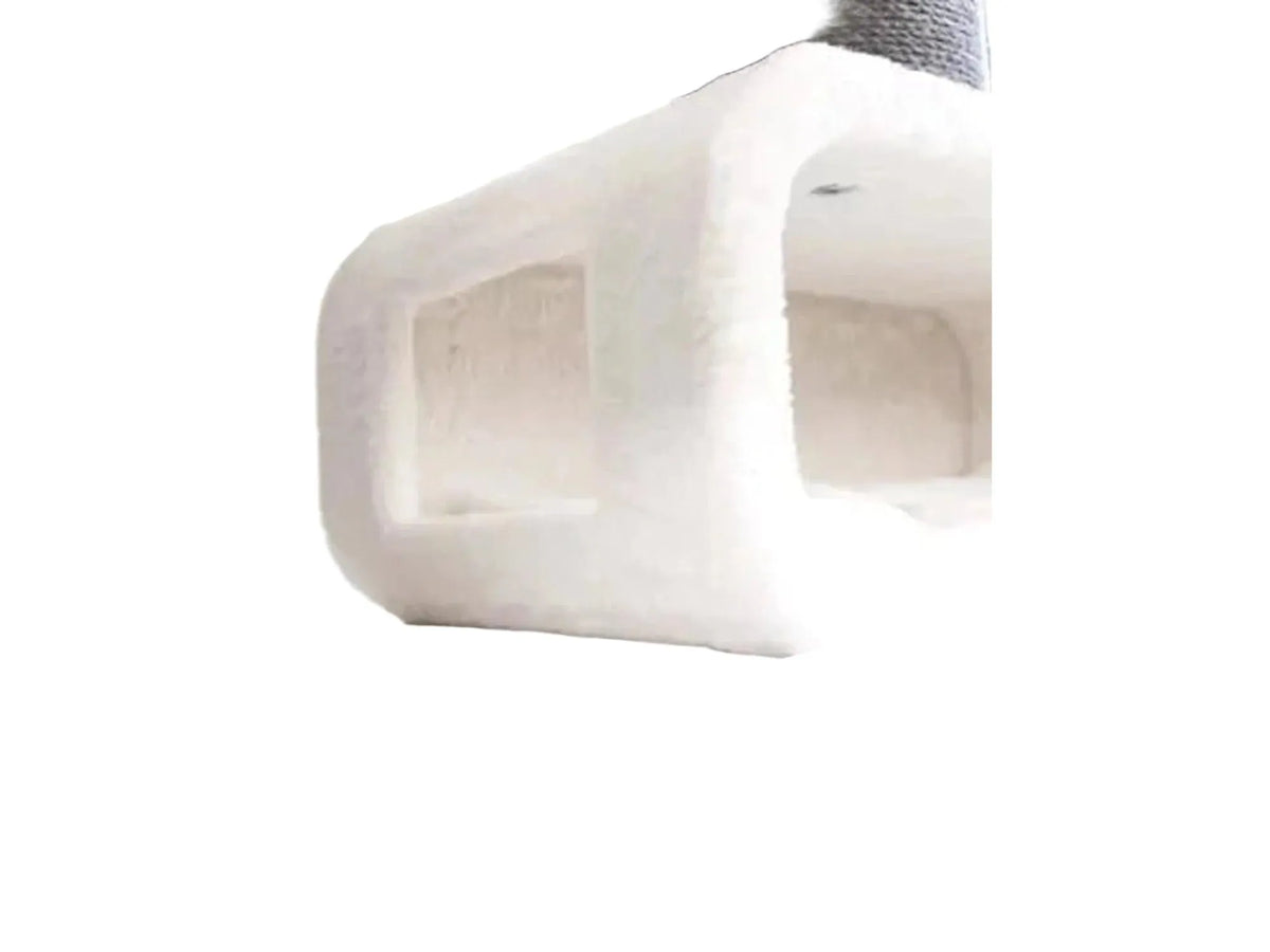 Hvit og grå XXL Petrebels Cat Tree Norwegian 200 med myke liggeflater og klorestolper.