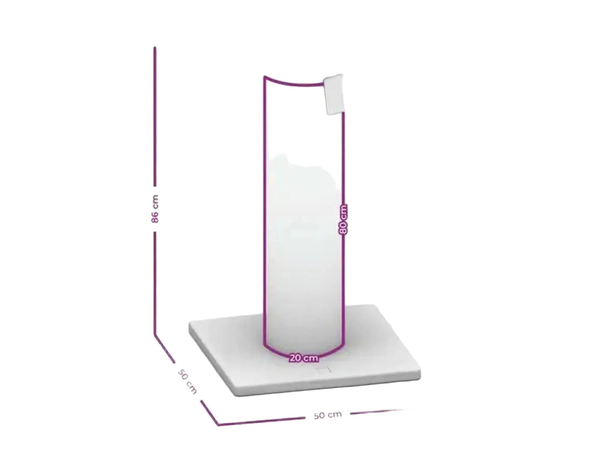 Hvit Petrebels Savannah 86 klorestativ (50x50x86cm) med 20 cm tykk sisalstolpe og solid base.