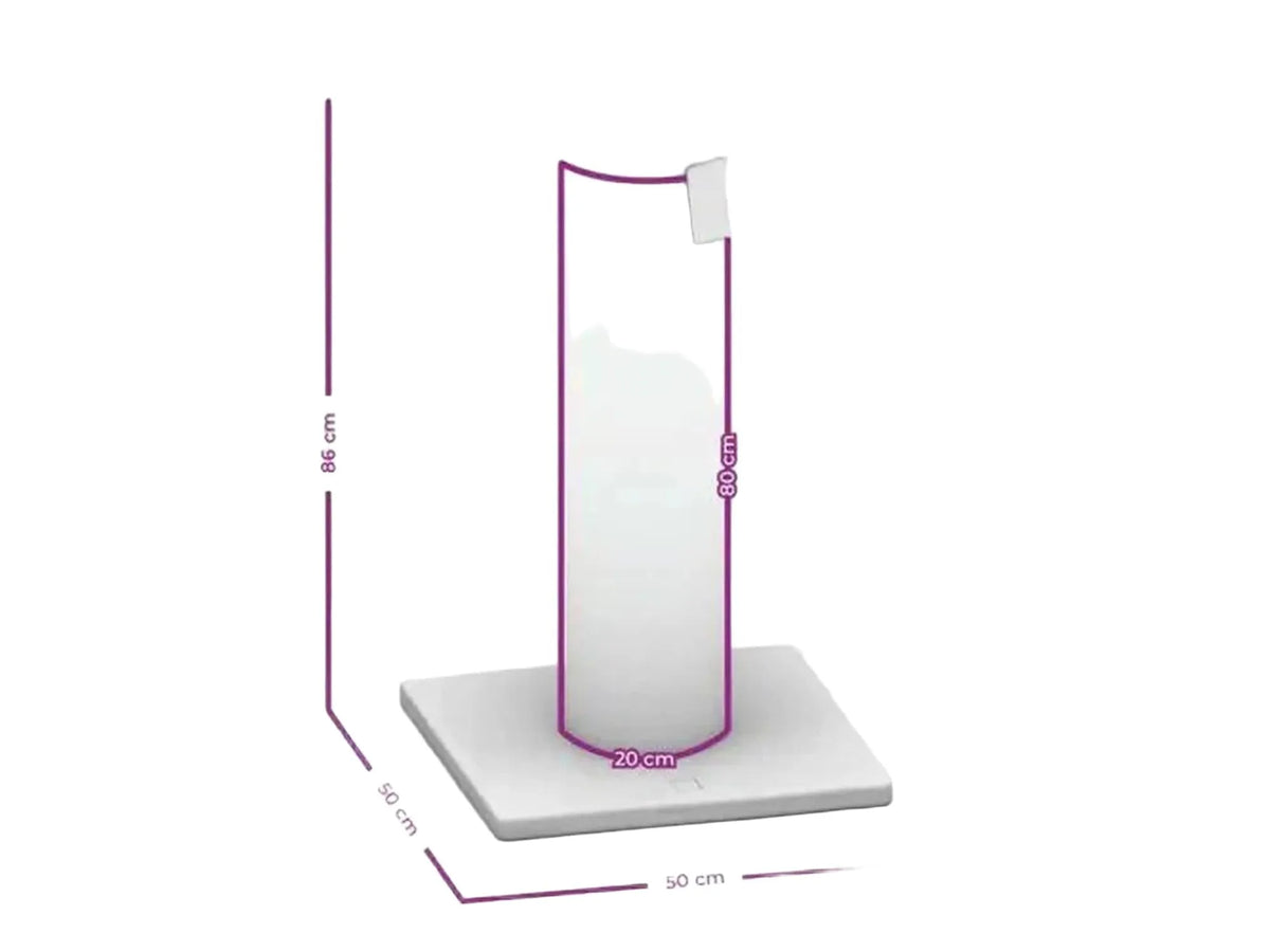 Hvit Petrebels Savannah 86 klorestativ (50x50x86cm) med 20 cm tykk sisalstolpe og solid base.
