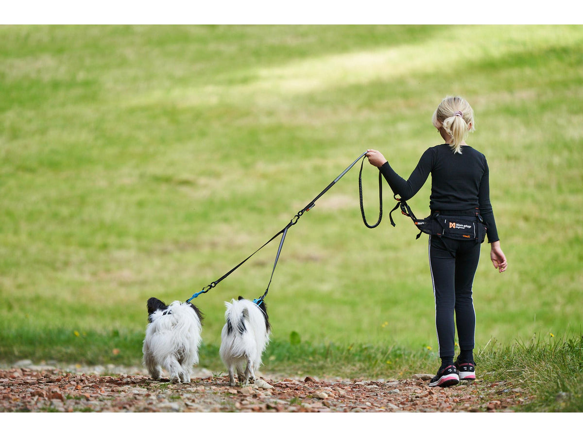 Non-stop dogwear Touring double koblingsbånd for to hunder – Svart/grå