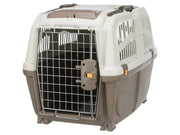 Taupe/sand Skudo 4 transportbur i plast med metallgitterdør og ventilasjon for hund/katt.