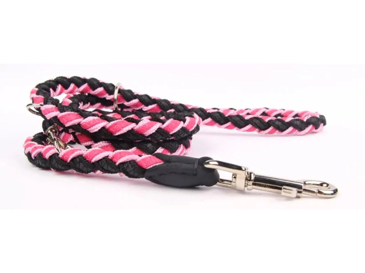 Trine Flettet universalkobbel i lær 220 cm – Fuchsia