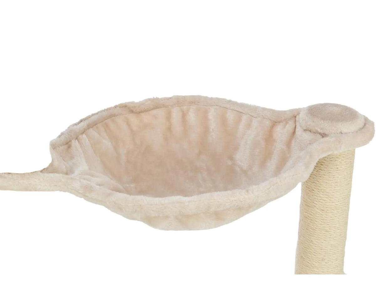 Trixie Alessia klorestativ med beige sisalstolper og myk, lys hengekøye for katter.