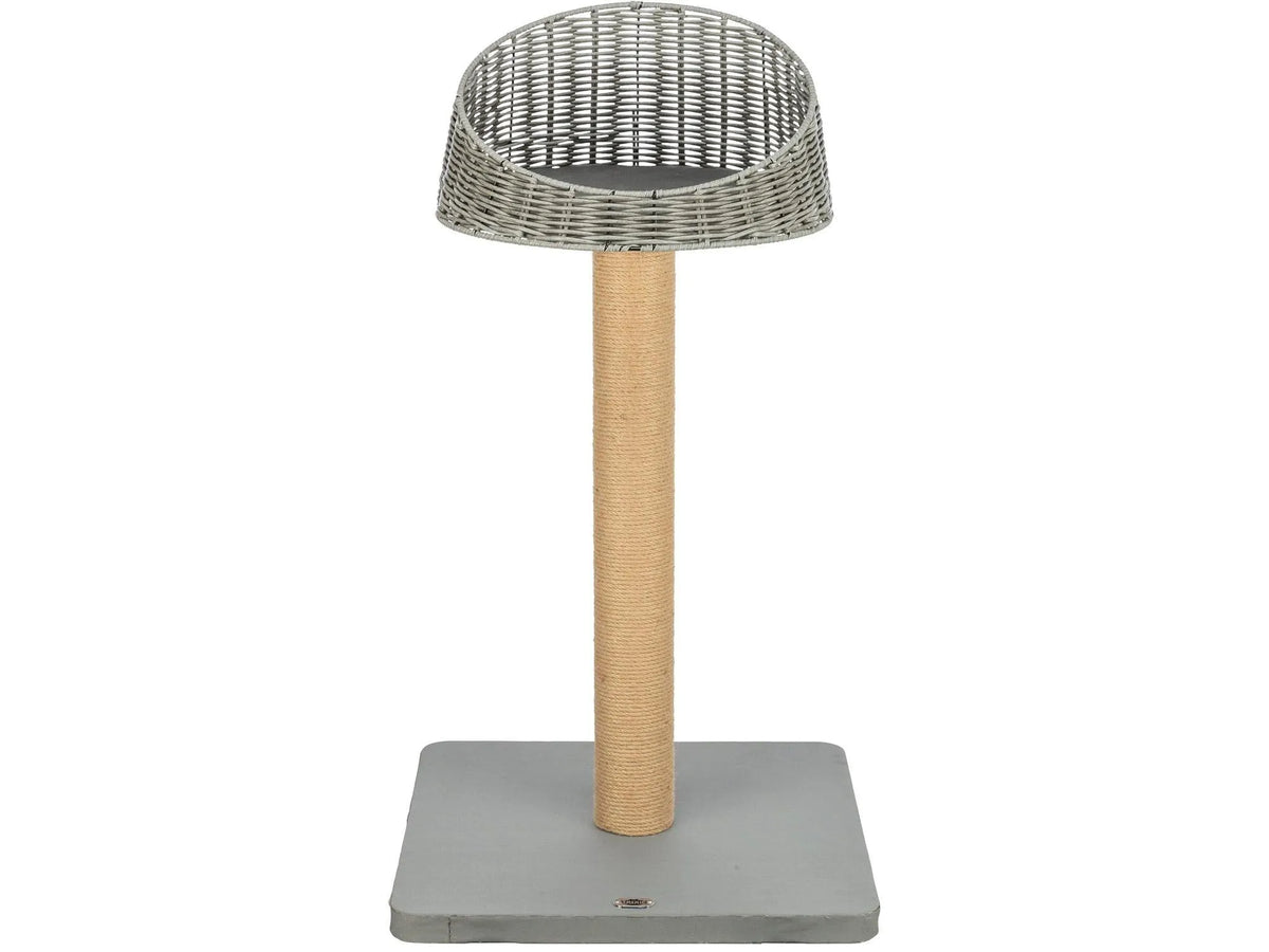 Grå Trixie Amalia utendørs kloretre med polyrattan liggeplass og jute klorestolpe.