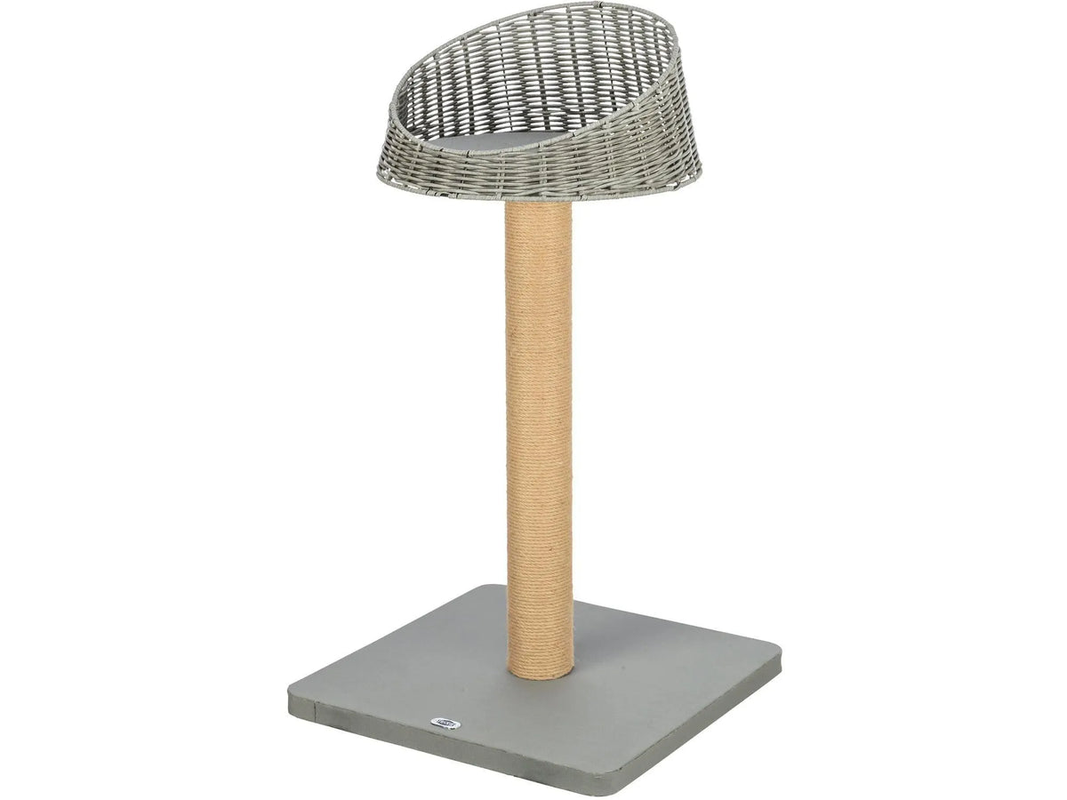 Grå Trixie Amalia utendørs kloretre med polyrattan liggeplass og jute klorestolpe.