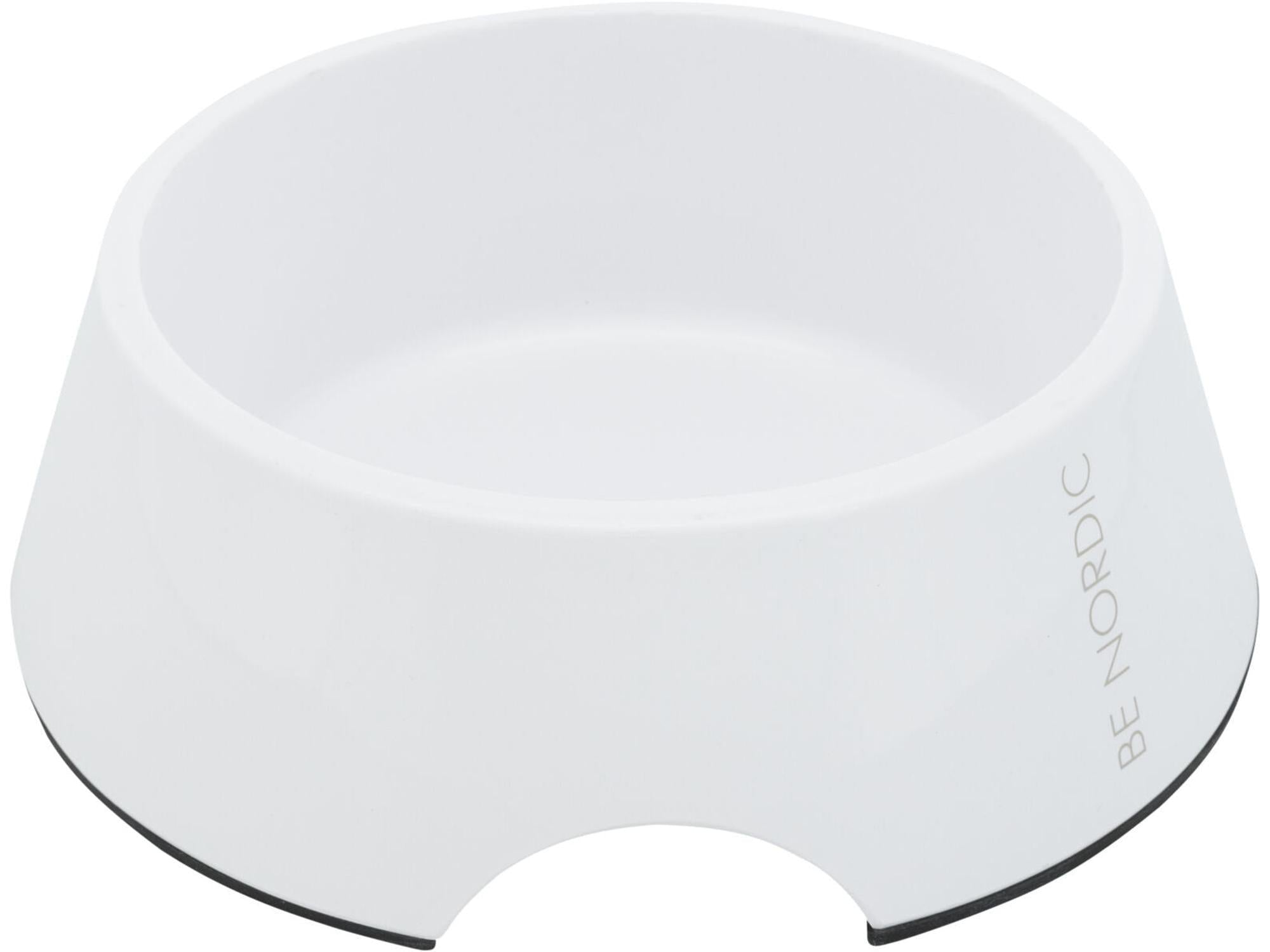 Hvit Trixie BE NORDIC melaminskål, 0,4L Ø17cm, med sklisikker gummikant og stilrent design.