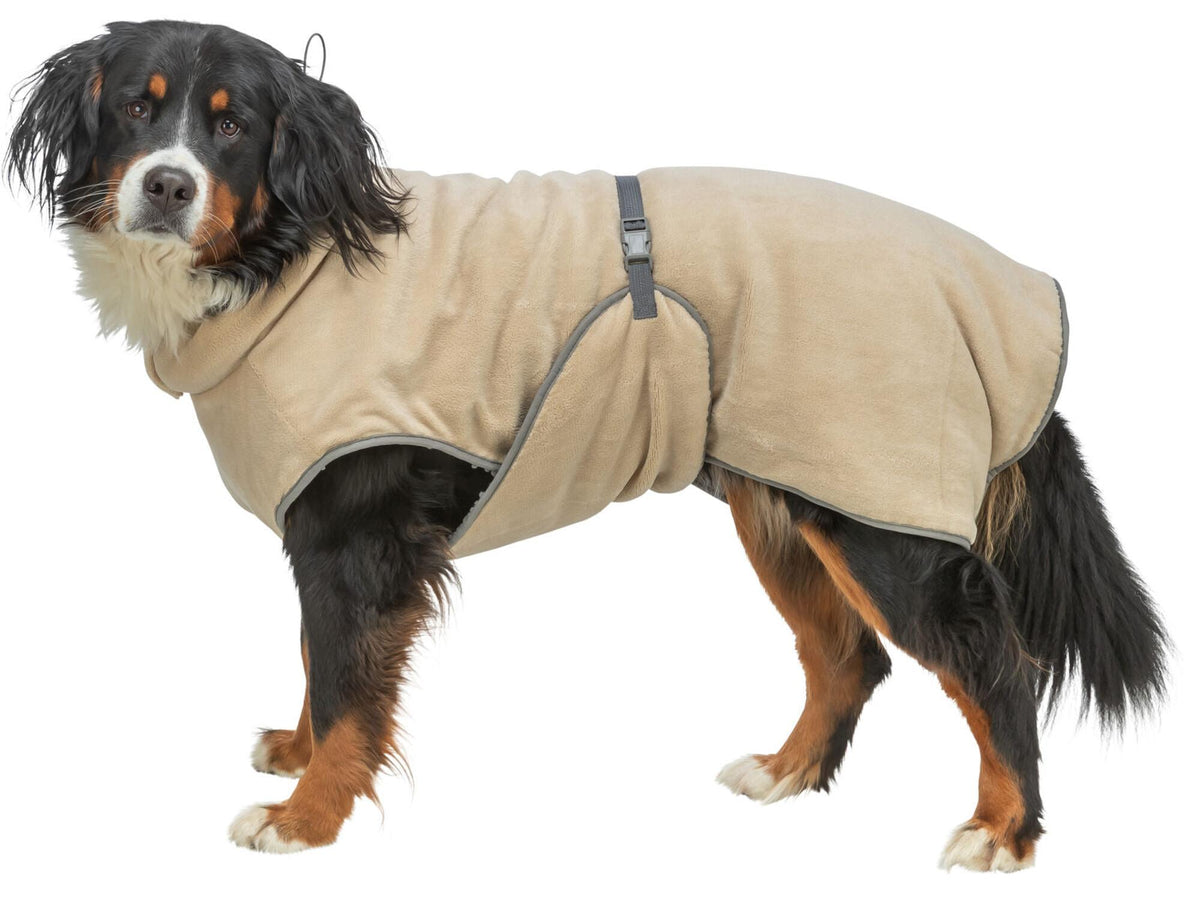 Trixie Badekåpe i mikrofiber til hund, beige/grå