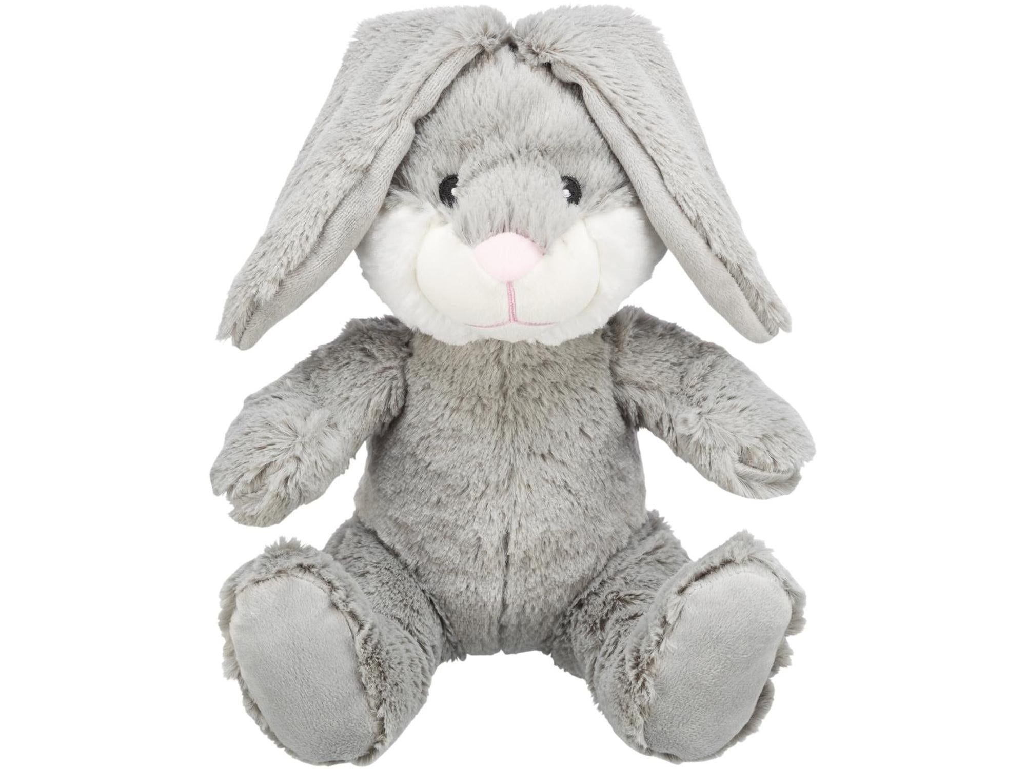 Grå Trixie Be Eco Bunny Evan plysjleke (25 cm) i resirkulert materiale, med lange ører og rosa nese.