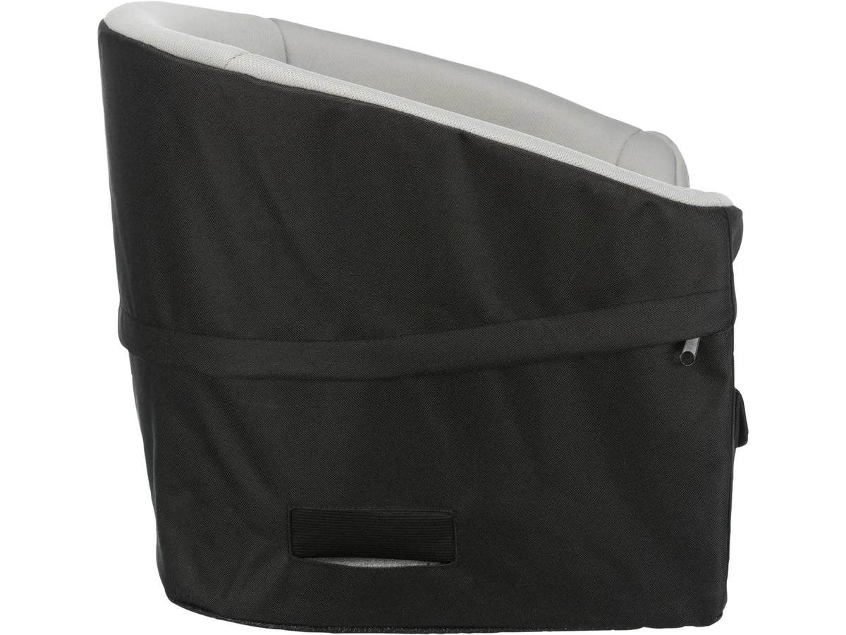 Trixie bilsete for hund, sort nylon med grå plysj, 41x39x42cm, for små hunder opptil 8kg.
